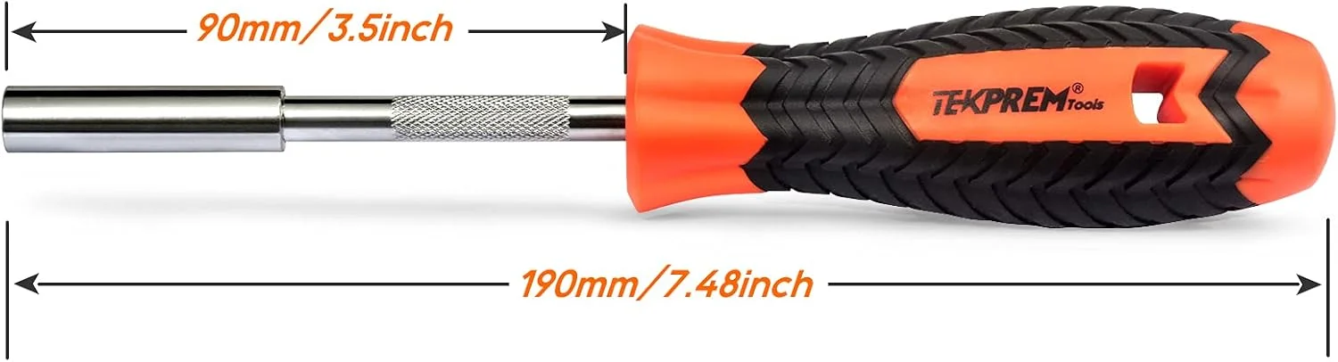 دسته پیچ گوشتی آهنربایی TEKPREM با درایو 1/4 اینچ، دسته پیچ گوشتی برای نگه داشتن سری ها و پیچ ها با مواد ضد لغزش و نوک آهنربایی قوی، 190 میلی متر دسته پیچ گوشتی آهنربایی TEKPREM با درایو 1/4 اینچ، دسته پیچ گوشتی برای نگه داشتن سری ها و پیچ ها با مواد ضد لغزش و نوک آهنربایی قوی، 190 میلی متر