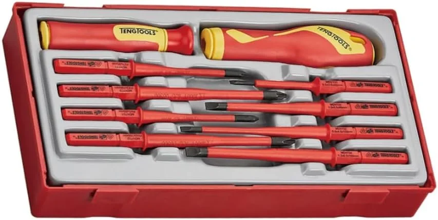 مجموعه پیچ گوشتی 10 پارچه با تیغه های قابل تعویض 1000 ولت تنگ تولز، شامل دوسو، چهارسو (PH) و پوزی درایو (PZ) | ابزار برقی | ابزار عایق | ابزار الکتریکی - TTV710N مجموعه پیچ گوشتی 10 پارچه با تیغه های قابل تعویض 1000 ولت تنگ تولز، شامل دوسو، چهارسو (PH) و پوزی درایو (PZ) | ابزار برقی | ابزار عایق | ابزار الکتریکی - TTV710N