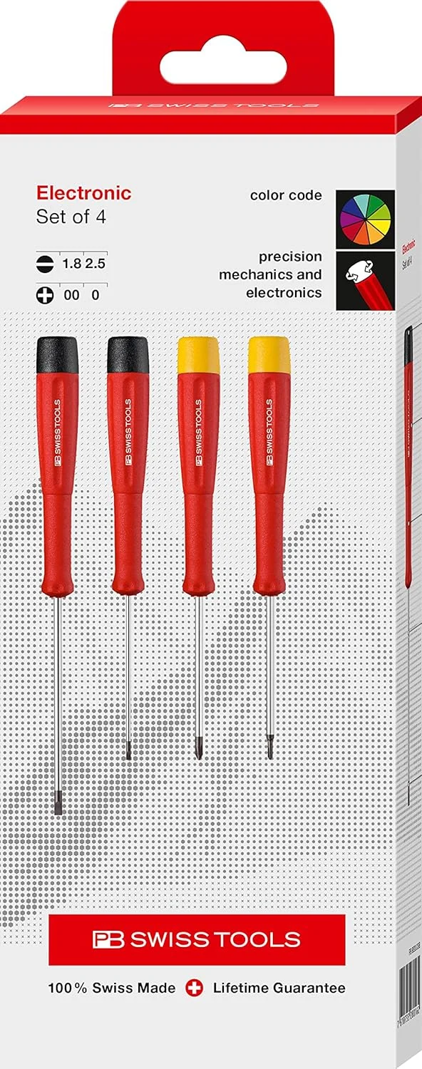 مجموعه پیچ گوشتی الکترونیکی PB Swiss Tools مدل PB 8620 | ساخت سوئیس | مجموعه 4 عددی پیچ گوشتی دقیق مکانیکی دوسو / چهارسو برای تنظیمات ظریف مجموعه پیچ گوشتی الکترونیکی PB Swiss Tools مدل PB 8620 | ساخت سوئیس | مجموعه 4 عددی پیچ گوشتی دقیق مکانیکی دوسو / چهارسو برای تنظیمات ظریف