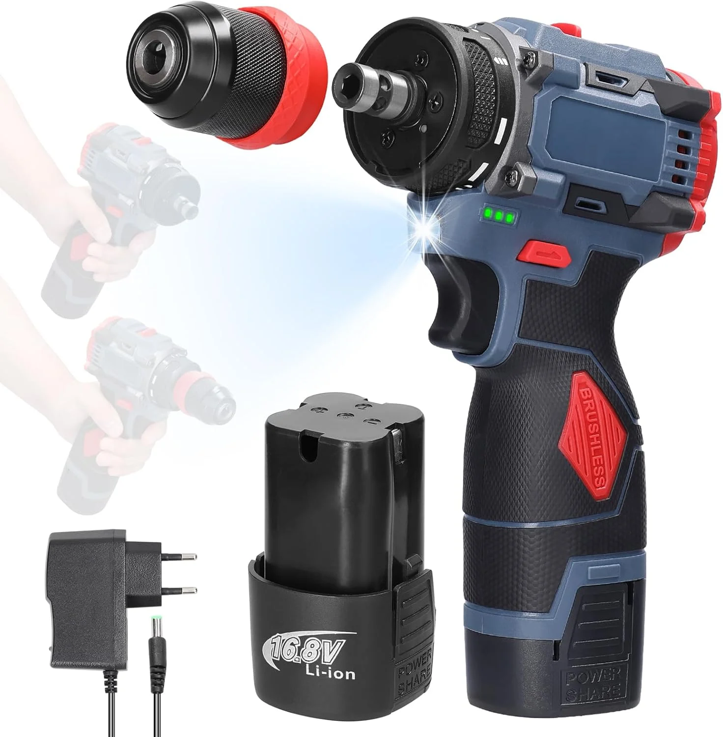 دریل لیتیومی 2 در 1 Fawoonu 16.8V، پیچ گوشتی برقی چند منظوره، ابزار برقی با گشتاور 45 نیوتن متر، موتور براشلس، پیچ گوشتی کاربردی برای نصب لوازم خانگی، نصب مبلمان، تعمیرات الکترونیک خودرو دریل لیتیومی 2 در 1 Fawoonu 16.8V، پیچ گوشتی برقی چند منظوره، ابزار برقی با گشتاور 45 نیوتن متر، موتور براشلس، پیچ گوشتی کاربردی برای نصب لوازم خانگی، نصب مبلمان، تعمیرات الکترونیک خودرو