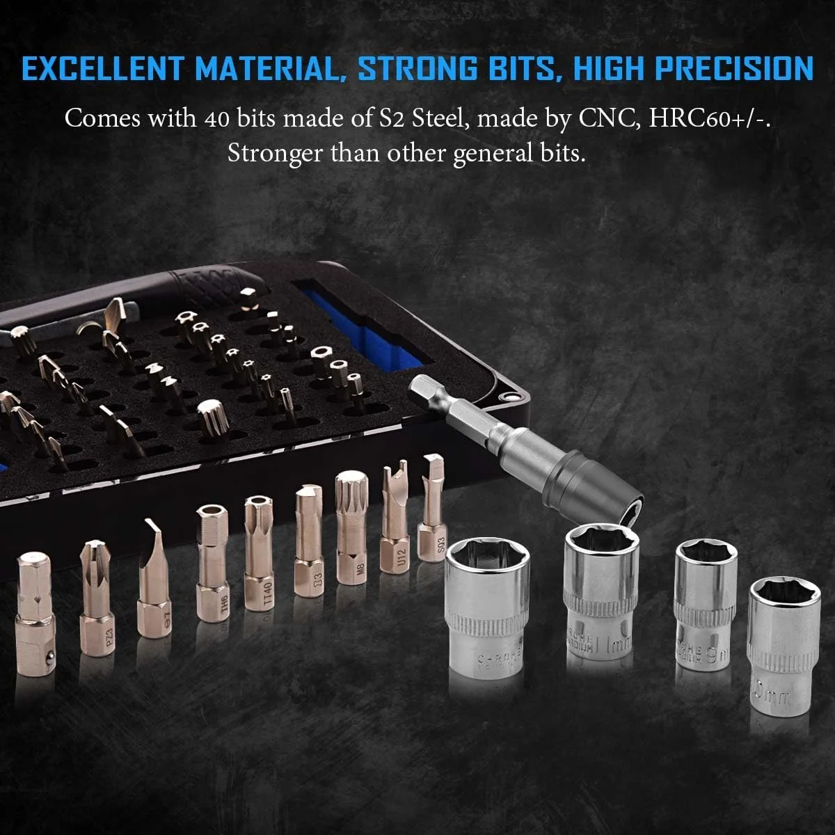 ست مینی آچار جغجغه ای و سری پیچ گوشتی Steinwhale با سری های شش گوش 1/4 اینچی، ساخته شده از فولاد S2 با ماشینکاری CNC، دنده 36 دندانه ای برگشت پذیر، دسته با زاویه 90 درجه، نگهدارنده مغناطیسی