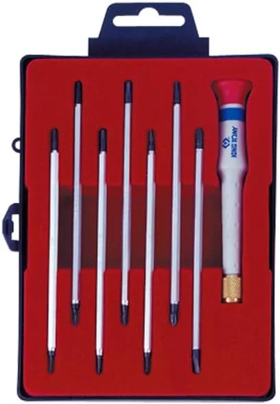 مجموعه پیچ گوشتی دقیق برگشت پذیر کینگ تونی مدل 32607MR، مجموعه 8 عددی