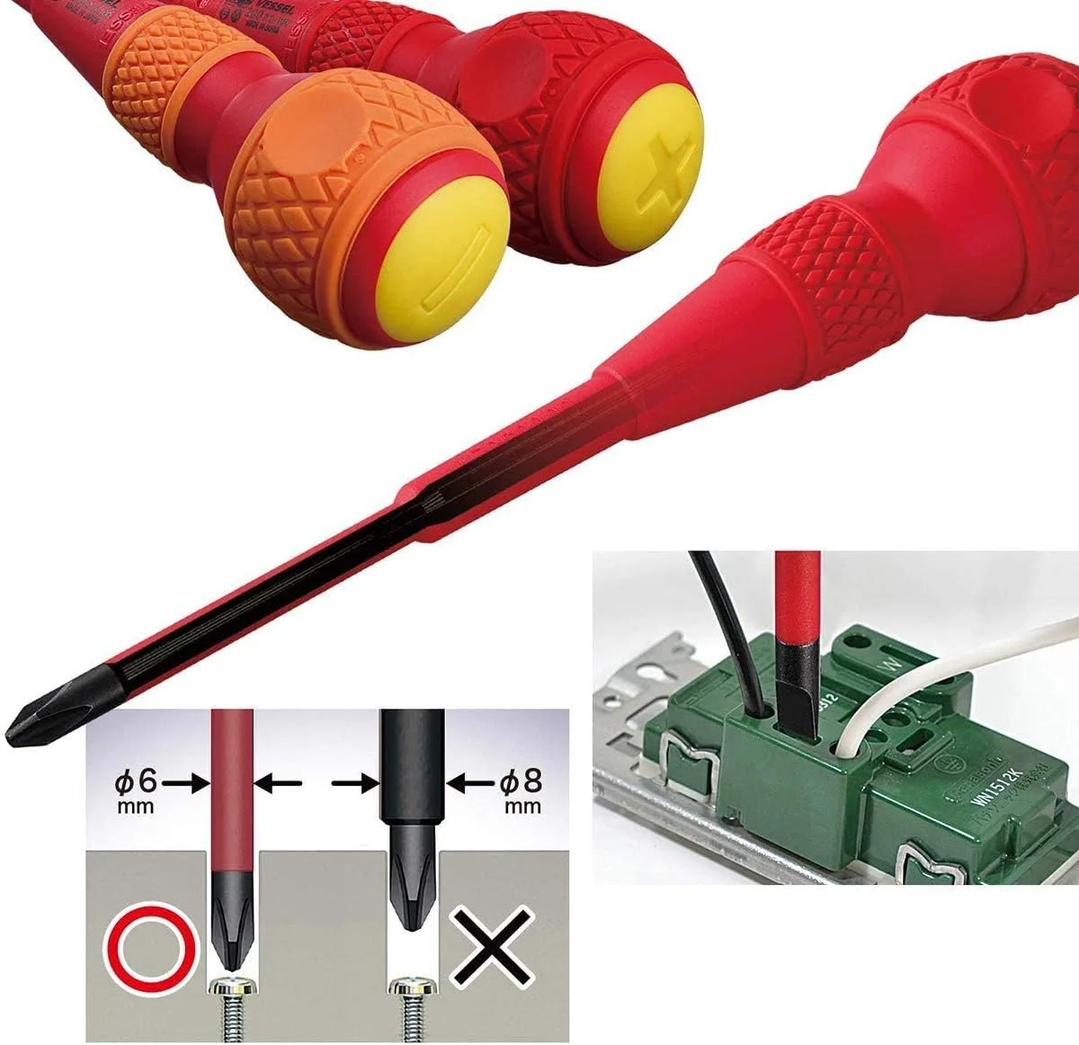 پیچ گوشتی عایق VESSEL BALL Grip VDE PZ1x75 پیچ گوشتی عایق VESSEL BALL Grip VDE PZ1x75