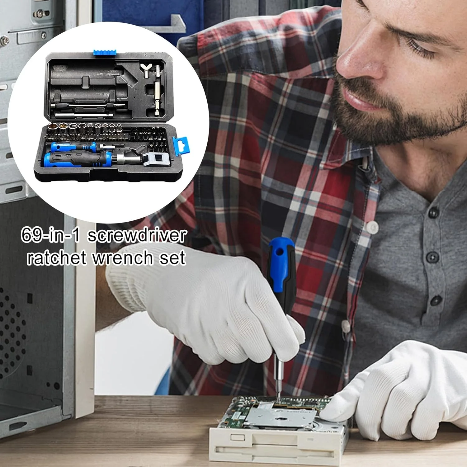 ست پیچ گوشتی جغجغه ای مغناطیسی - ست جغجغه ای فشرده مغناطیسی 69 در 1، سری پیچ گوشتی حرفه ای دقیق برای ماشین آلات صنعتی، برق، لوله کشی، لوازم خانگی، کارگاه ست پیچ گوشتی جغجغه ای مغناطیسی - ست جغجغه ای فشرده مغناطیسی 69 در 1، سری پیچ گوشتی حرفه ای دقیق برای ماشین آلات صنعتی، برق، لوله کشی، لوازم خانگی، کارگاه