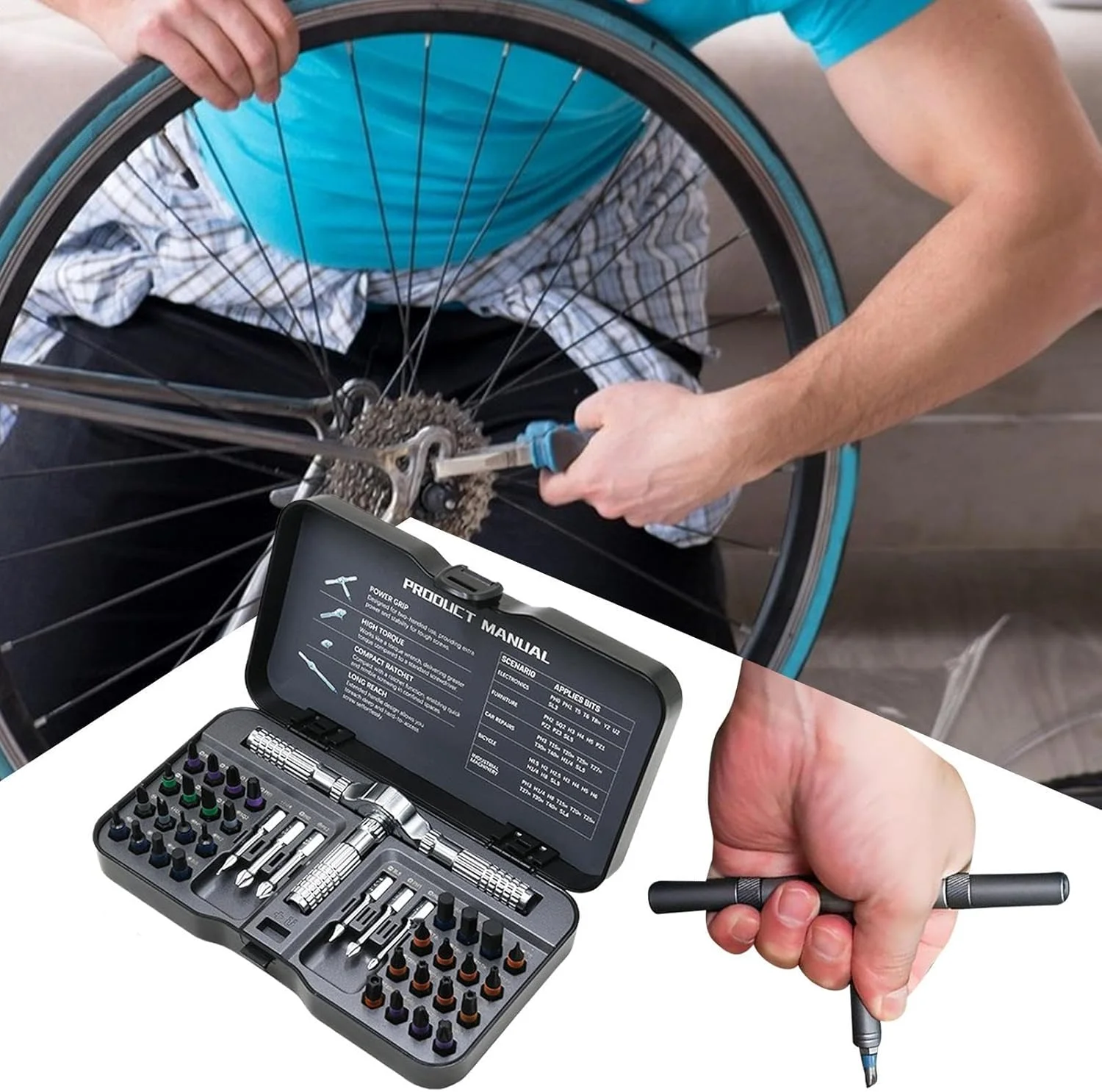 ست پیچ گوشتی جغجغه ای قابل حمل، کیت چند منظوره، ست پیچ گوشتی جغجغه ای مغناطیسی ارگونومیک 40 در 1 برای برقکار، ساخت و ساز، نجاری، صنعتی، الکترونیک