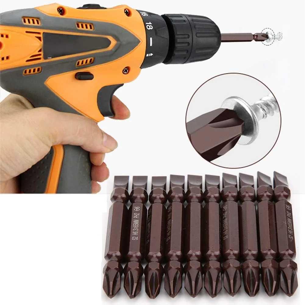 سری پیچ گوشتی مغناطیسی دو سر، شش ضلعی 6.3 میلی متر در 65 میلی متر PH2 SL6 برای مونتاژ مبلمان و ابزارهای DIY