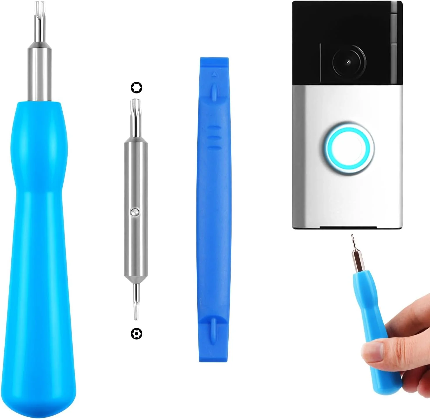 پیچ گوشتی برای زنگ در تصویری، پیچ گوشتی دو سر T6 و T15 مناسب برای تعویض باتری، شارژ و دسترسی به بازنشانی رمز وای فای زنگ در تصویری و مدل های 2، پرو و الیت، باز کردن قفل امنیتی بدون شکستن پیچ گوشتی برای زنگ در تصویری، پیچ گوشتی دو سر T6 و T15 مناسب برای تعویض باتری، شارژ و دسترسی به بازنشانی رمز وای فای زنگ در تصویری و مدل های 2، پرو و الیت، باز کردن قفل امنیتی بدون شکستن