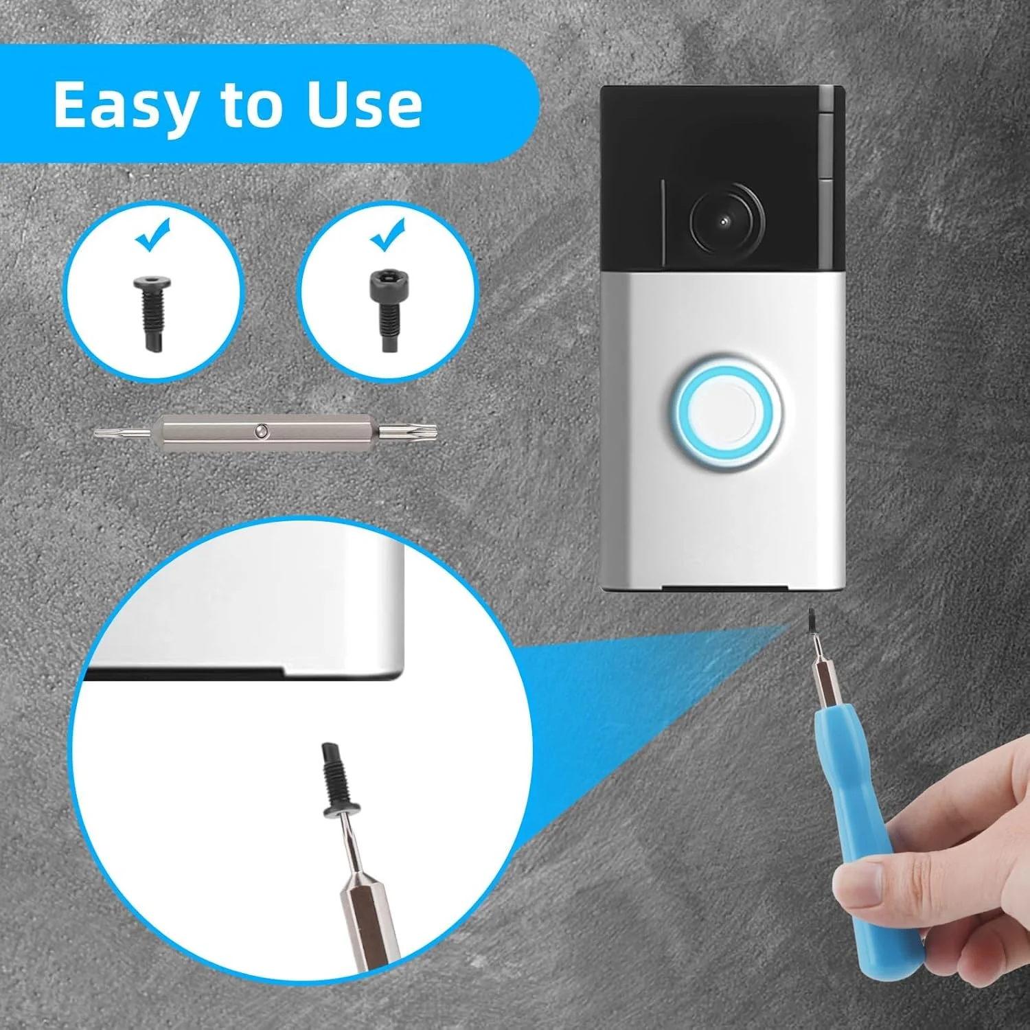 پیچ گوشتی برای زنگ در تصویری، پیچ گوشتی دو سر T6 و T15 مناسب برای تعویض باتری، شارژ و دسترسی به بازنشانی رمز وای فای زنگ در تصویری و مدل های 2، پرو و الیت، باز کردن قفل امنیتی بدون شکستن پیچ گوشتی برای زنگ در تصویری، پیچ گوشتی دو سر T6 و T15 مناسب برای تعویض باتری، شارژ و دسترسی به بازنشانی رمز وای فای زنگ در تصویری و مدل های 2، پرو و الیت، باز کردن قفل امنیتی بدون شکستن