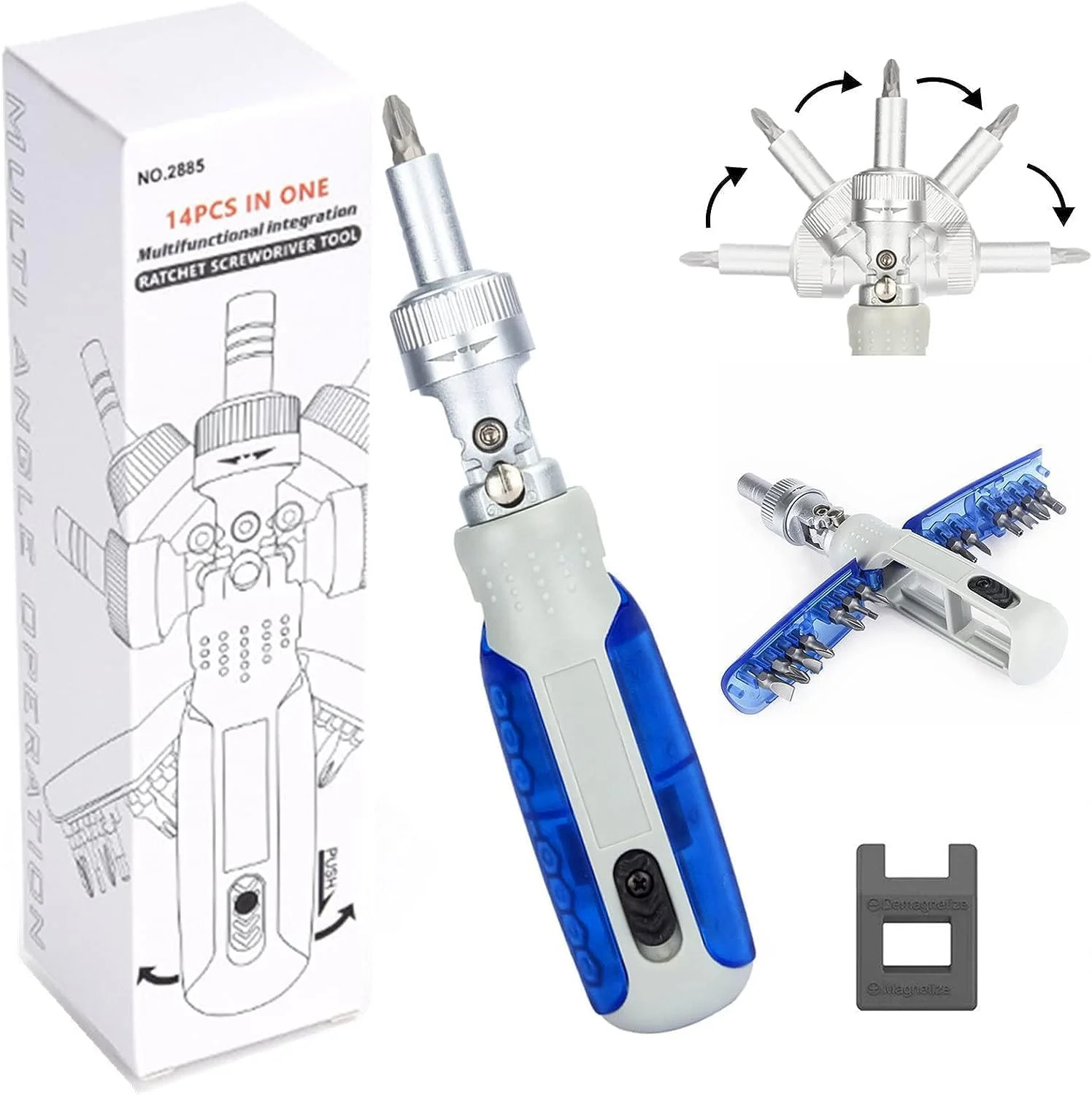 ست پیچ گوشتی همه کاره با آهنربا، جغجغه و زاویه قابل تنظیم، 14 سری برای کارهای DIY و تعمیرات منزل ست پیچ گوشتی همه کاره با آهنربا، جغجغه و زاویه قابل تنظیم، 14 سری برای کارهای DIY و تعمیرات منزل