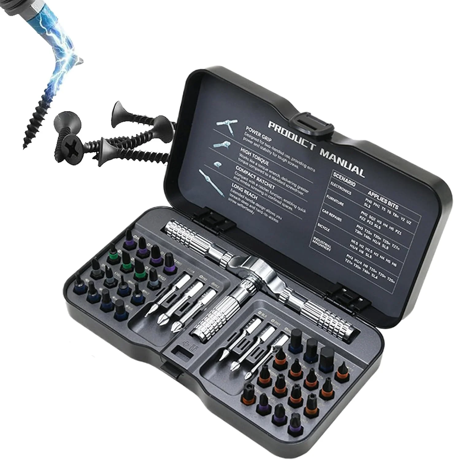 مجموعه پیچ گوشتی جغجغه ای، کیت سری پیچ گوشتی برای تعمیر - مجموعه پیچ گوشتی جغجغه ای مغناطیسی ارگونومیک 40 در 1 برای برقکار، ساخت و ساز، نجاری، صنعتی، الکترونیک مجموعه پیچ گوشتی جغجغه ای، کیت سری پیچ گوشتی برای تعمیر - مجموعه پیچ گوشتی جغجغه ای مغناطیسی ارگونومیک 40 در 1 برای برقکار، ساخت و ساز، نجاری، صنعتی، الکترونیک