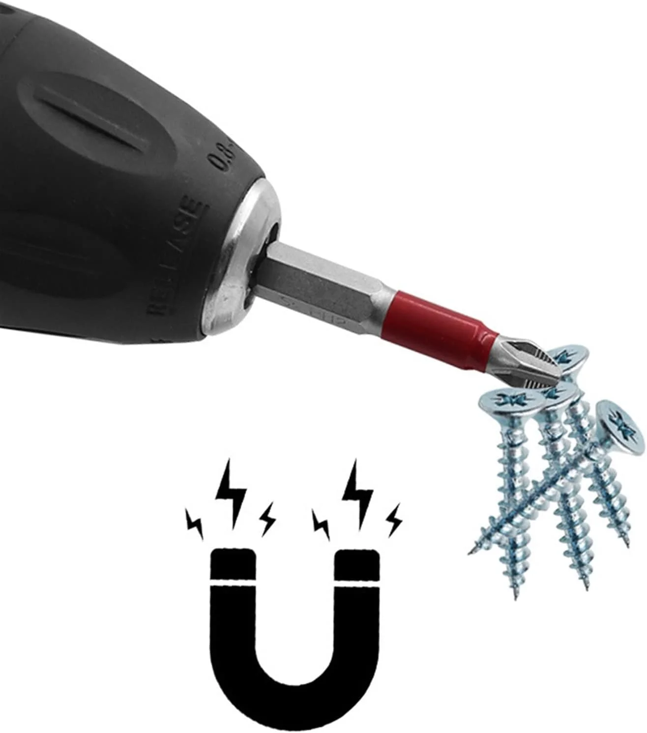 ست پیچ گوشتی ضد لغزش مغناطیسی؛ سری پیچ گوشتی با ساق شش گوش و طول بلند، سر پیچ گوشتی چهارسو/صلیبی