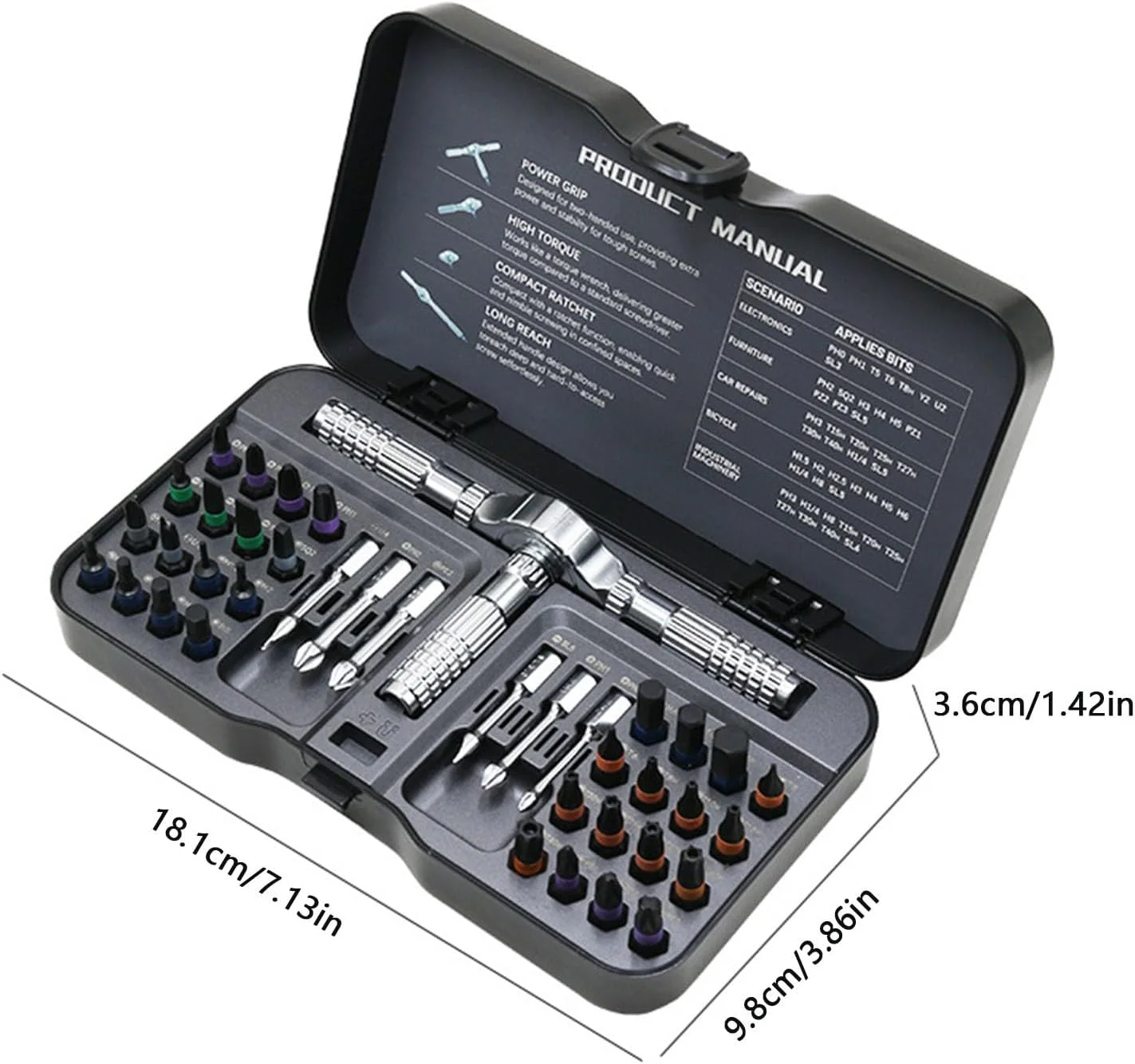 ست پیچ گوشتی جغجغه ای - کیت سری پیچ گوشتی خانگی، ست پیچ گوشتی جغجغه ای مغناطیسی 40 در 1 برای برقکار، ساخت و ساز، نجاری، صنعتی، الکترونیک ست پیچ گوشتی جغجغه ای - کیت سری پیچ گوشتی خانگی، ست پیچ گوشتی جغجغه ای مغناطیسی 40 در 1 برای برقکار، ساخت و ساز، نجاری، صنعتی، الکترونیک