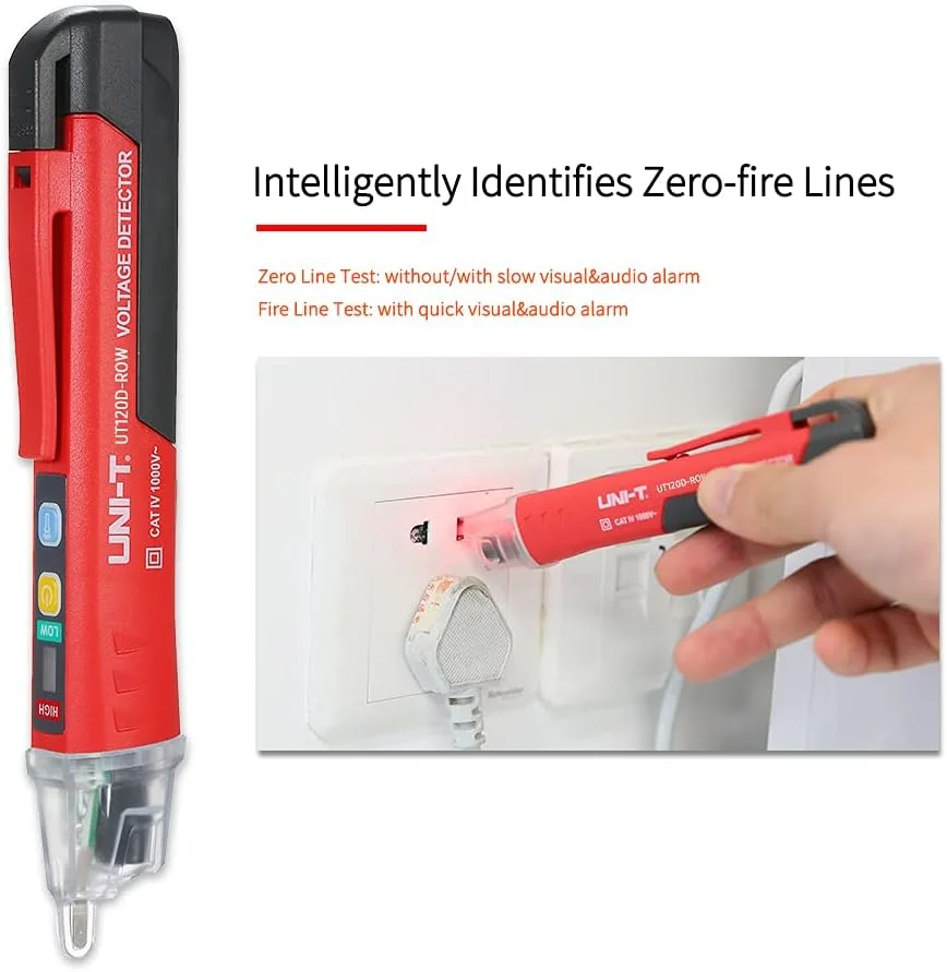 قلم تست ولتاژ AC غیر تماسی قابل حمل UNI-T مدل V~Alert با آلارم صوتی و نوری و چراغ قوه LED قلم تست ولتاژ AC غیر تماسی قابل حمل UNI-T مدل V~Alert با آلارم صوتی و نوری و چراغ قوه LED