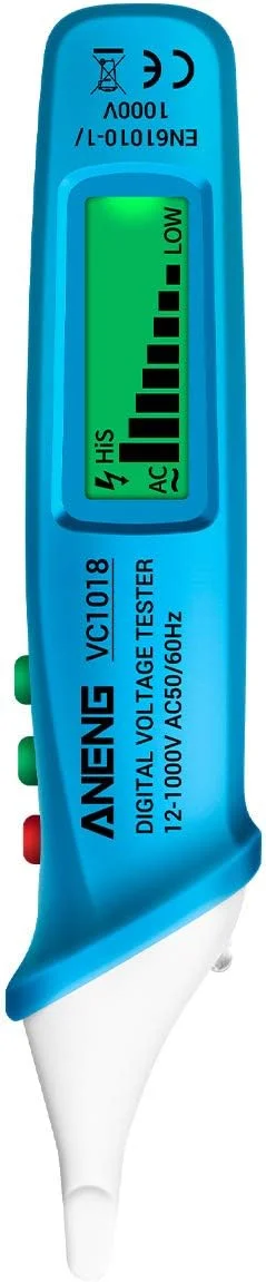 قلم تست ولتاژ دیجیتال غیر تماسی یونی تی مدل VC1018 با صفحه نمایش LCD، محدوده 12 تا 1000 ولت، قلم تست چند منظوره AC/DC، تست پیوستگی الکتریکی و تست باتری با آلارم صوتی و نوری قلم تست ولتاژ دیجیتال غیر تماسی یونی تی مدل VC1018 با صفحه نمایش LCD، محدوده 12 تا 1000 ولت، قلم تست چند منظوره AC/DC، تست پیوستگی الکتریکی و تست باتری با آلارم صوتی و نوری