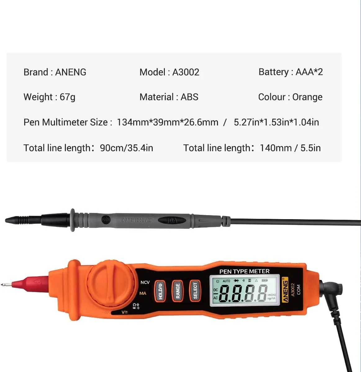 تستر ولتاژ UNI-T مدل A3002، مولتی متر قلمی 4000 رقمی دیجیتال، تستر غیر تماسی دستی AC/DC ولتاژ/دیود/تست پیوستگی با نور پس زمینه و چراغ قوه تستر ولتاژ UNI-T مدل A3002، مولتی متر قلمی 4000 رقمی دیجیتال، تستر غیر تماسی دستی AC/DC ولتاژ/دیود/تست پیوستگی با نور پس زمینه و چراغ قوه
