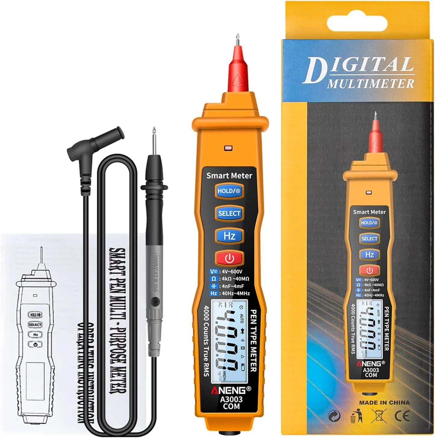 تستر ولتاژ UNI-T، مولتی متر دیجیتال قلمی NCV AC/DC ولت متر اهم متر مقاومت خازن فرکانس تست خط برق، 4000 شمارنده، نور پس زمینه، نگهدارنده داده و چراغ قوه تستر ولتاژ UNI-T، مولتی متر دیجیتال قلمی NCV AC/DC ولت متر اهم متر مقاومت خازن فرکانس تست خط برق، 4000 شمارنده، نور پس زمینه، نگهدارنده داده و چراغ قوه