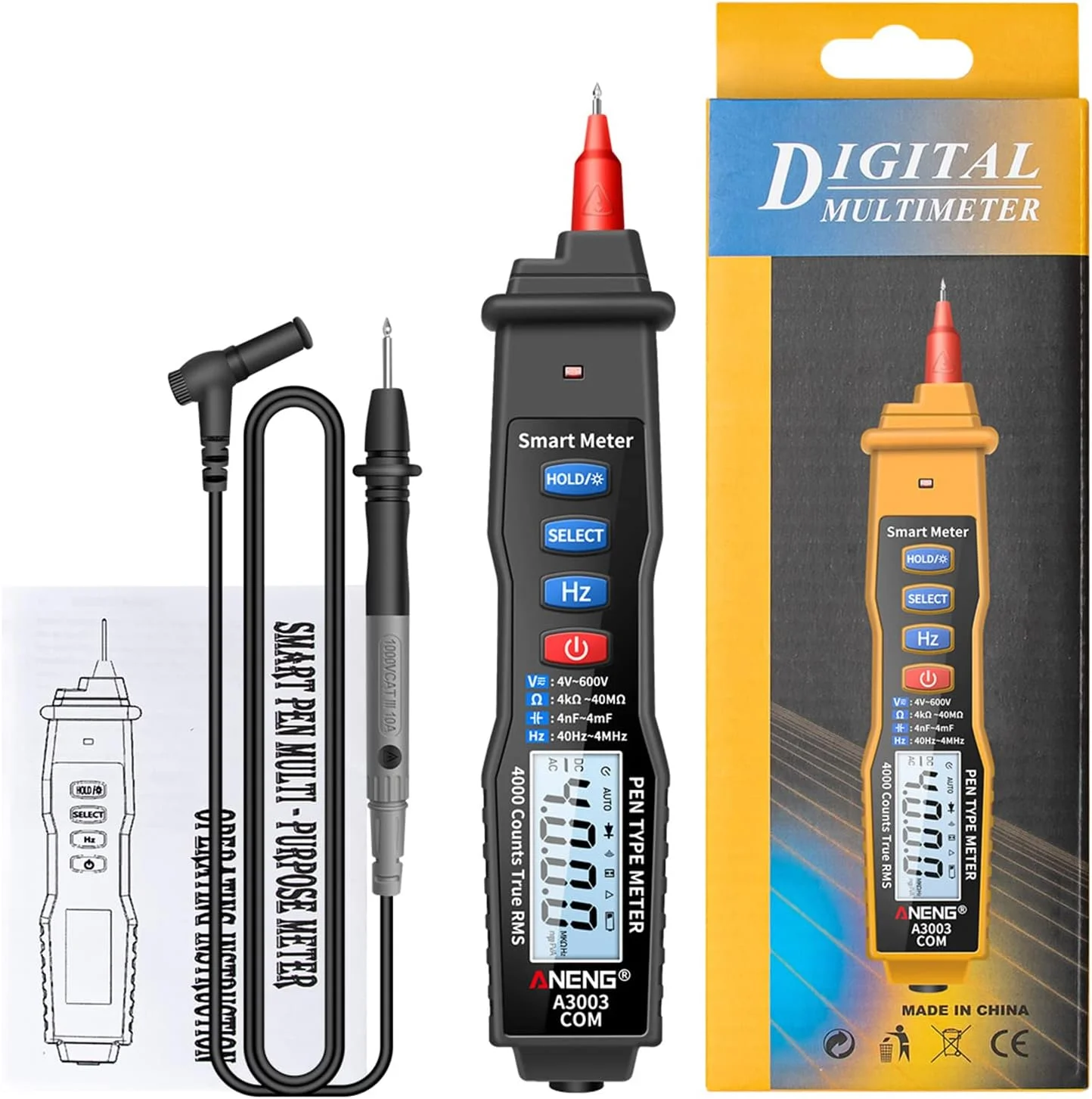 تستر ولتاژ UNI-T، مولتی متر دیجیتال قلمی NCV AC/DC ولت متر اهم متر مقاومت خازن فرکانس تست سیم برق دار قابل حمل 4000 شمارش با نور پس زمینه و نگهدارنده داده و چراغ قوه تستر ولتاژ UNI-T، مولتی متر دیجیتال قلمی NCV AC/DC ولت متر اهم متر مقاومت خازن فرکانس تست سیم برق دار قابل حمل 4000 شمارش با نور پس زمینه و نگهدارنده داده و چراغ قوه