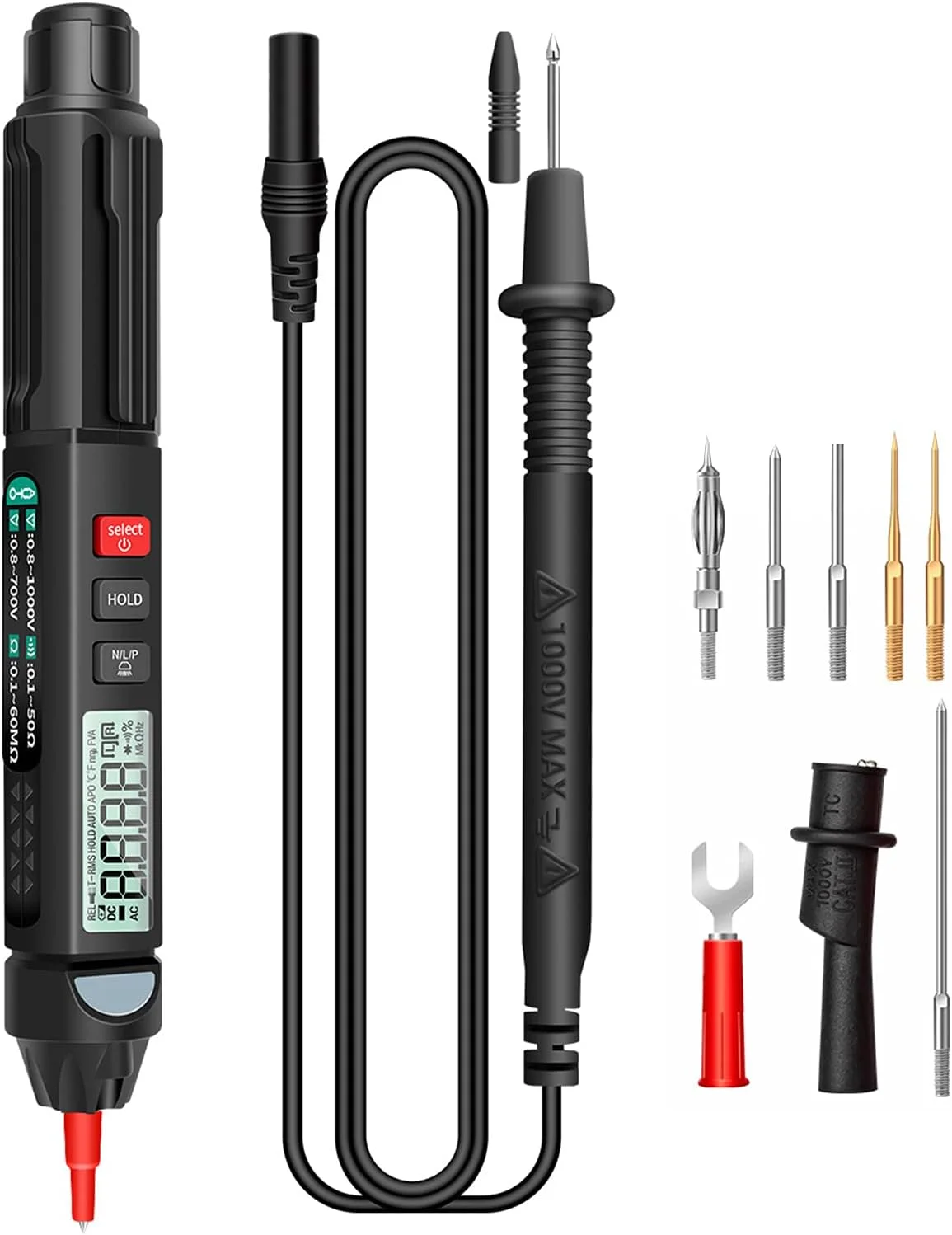 مولتی متر قلمی دیجیتال یونی تی مدل A3007 با 6000 شمارنده، نمایشگر LCD با نور پس زمینه، چراغ قوه، NCV، خاموش شدن خودکار و لوازم جانبی برای اندازه گیری ولتاژ، جریان، مقاومت، ظرفیت و دیود مولتی متر قلمی دیجیتال یونی تی مدل A3007 با 6000 شمارنده، نمایشگر LCD با نور پس زمینه، چراغ قوه، NCV، خاموش شدن خودکار و لوازم جانبی برای اندازه گیری ولتاژ، جریان، مقاومت، ظرفیت و دیود