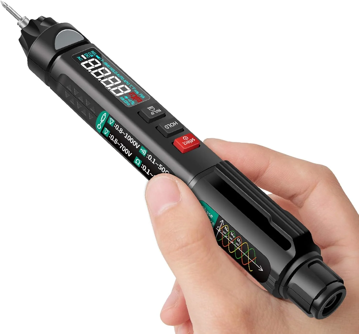 مولتی متر قلمی دیجیتال یونی تی مدل A3008 با 6000 شمارنده، نمایشگر LCD با نور پس زمینه، چراغ قوه، NCV، خاموش شدن خودکار و لوازم جانبی برای ولتاژ، جریان، مقاومت، ظرفیت خازنی و دیود مولتی متر قلمی دیجیتال یونی تی مدل A3008 با 6000 شمارنده، نمایشگر LCD با نور پس زمینه، چراغ قوه، NCV، خاموش شدن خودکار و لوازم جانبی برای ولتاژ، جریان، مقاومت، ظرفیت خازنی و دیود