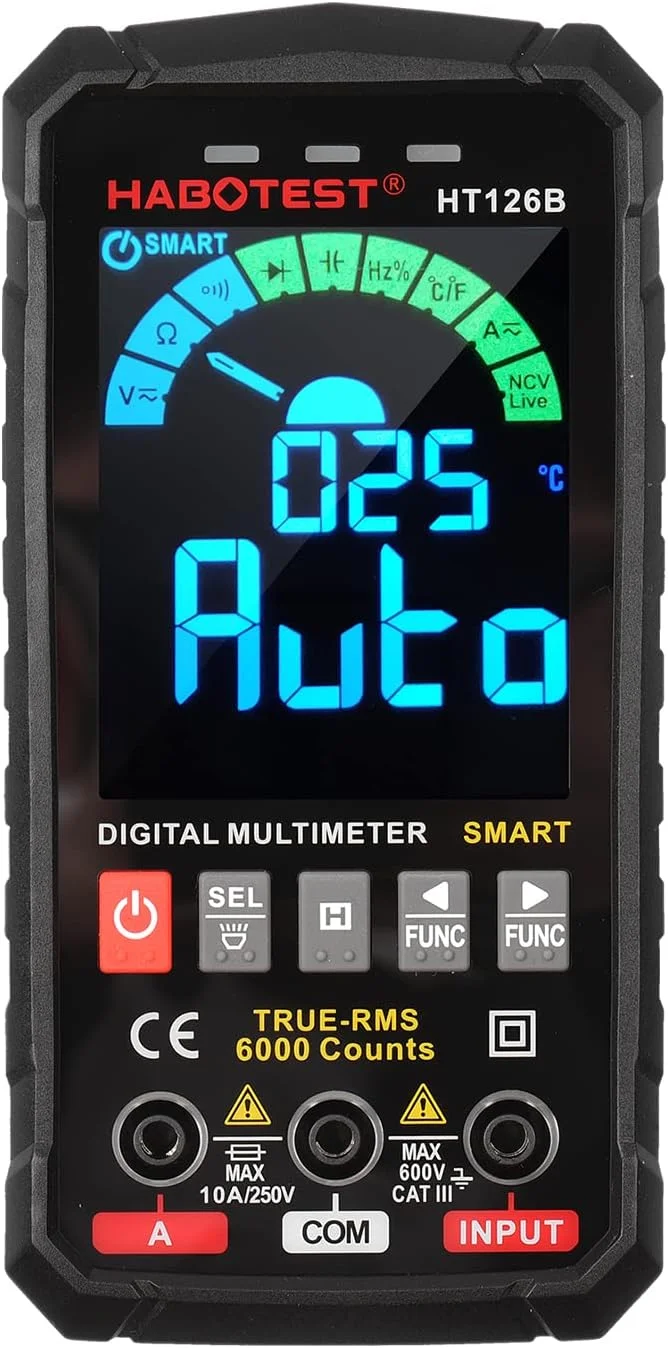 مولتی متر دیجیتال هوشمند یونی تی مدل HT126B با 6000 شمارش، True RMS، رنج خودکار، صفحه نمایش رنگی VA، تستر الکتریکی، ولت متر، آمپرمتر، اندازه گیری دما، چند منظوره ولتاژ AC DC و ظرفیت خازنی مولتی متر دیجیتال هوشمند یونی تی مدل HT126B با 6000 شمارش، True RMS، رنج خودکار، صفحه نمایش رنگی VA، تستر الکتریکی، ولت متر، آمپرمتر، اندازه گیری دما، چند منظوره ولتاژ AC DC و ظرفیت خازنی