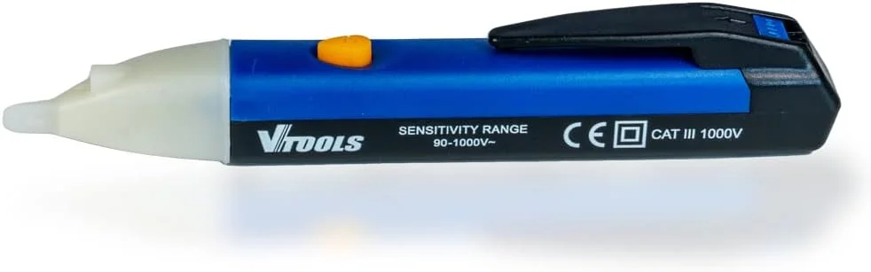 VTOOLS تستر ولتاژ غیر تماسی هوشمند با چراغ LED (باتری ها شامل نمی شوند)، AC 90V-1000V، آبی، VT2124 VTOOLS تستر ولتاژ غیر تماسی هوشمند با چراغ LED (باتری ها شامل نمی شوند)، AC 90V-1000V، آبی، VT2124