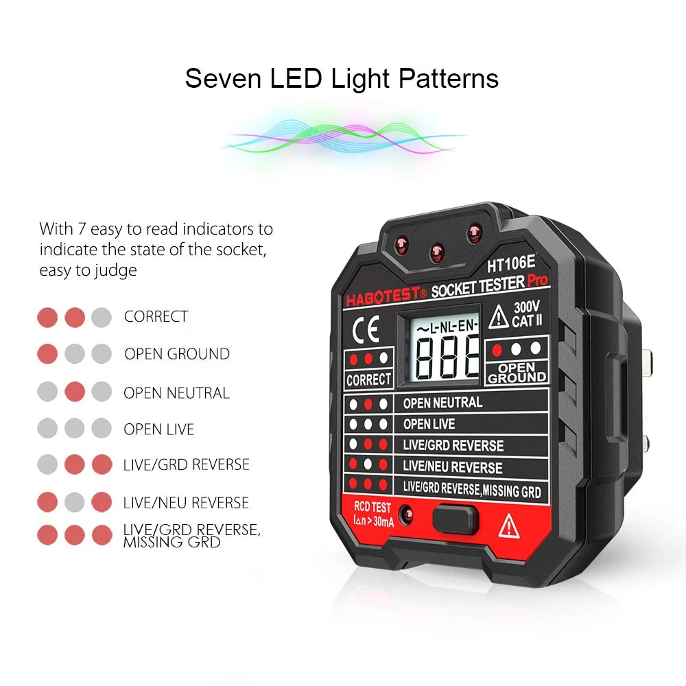 تستر ولتاژ AC غیر تماسی قابل حمل موریلیان، تستر پیشرفته پریز برق RCD، آشکارساز هشدار V به شکل قلم با صفحه نمایش LCD با نور پس زمینه و آلارم صوتی و نوری تستر ولتاژ AC غیر تماسی قابل حمل موریلیان، تستر پیشرفته پریز برق RCD، آشکارساز هشدار V به شکل قلم با صفحه نمایش LCD با نور پس زمینه و آلارم صوتی و نوری