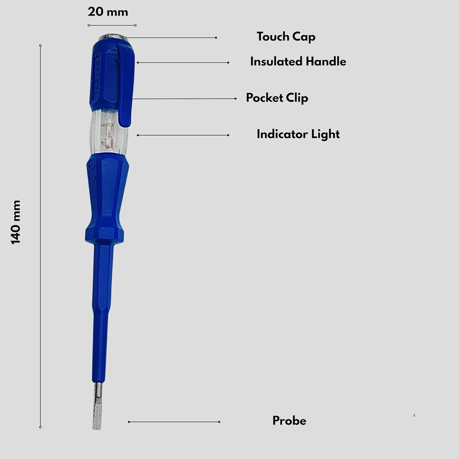 قلم تست ولتاژ Makute – پیچ گوشتی تست برق AC 100–500 ولت با نشانگر نئون | تست کننده مدار دستی عایق برای خانه، پریز، سیم و تشخیص خطوط برق (آبی)