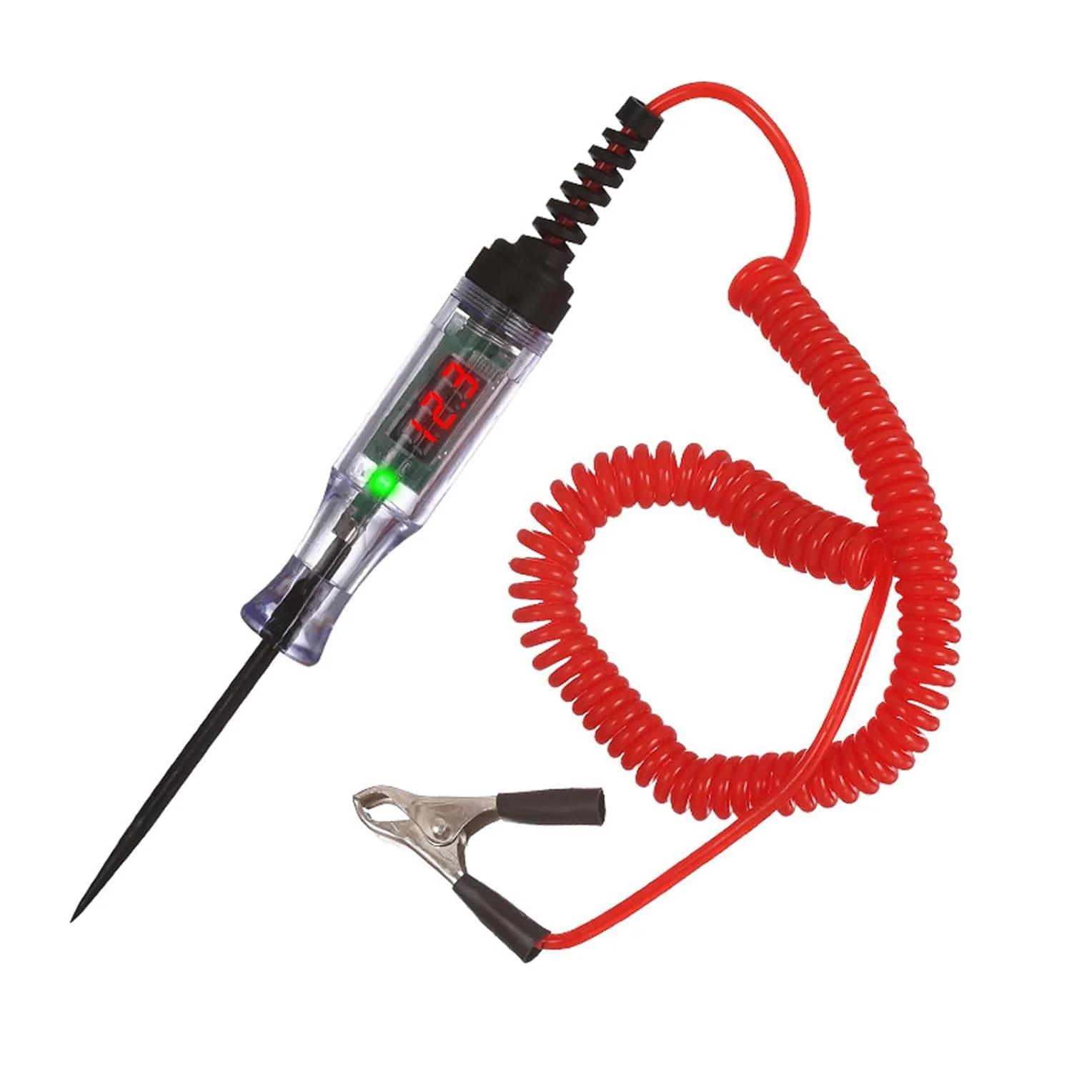 چراغ تست خودرو 5-90 ولت، تستر مدار LED دیجیتال با نمایشگر ولتاژ، قلم تست الکتریکی با سیم فنری و پروب توسعه یافته، تستر نور دو طرفه خودرو چراغ تست خودرو 5-90 ولت، تستر مدار LED دیجیتال با نمایشگر ولتاژ، قلم تست الکتریکی با سیم فنری و پروب توسعه یافته، تستر نور دو طرفه خودرو