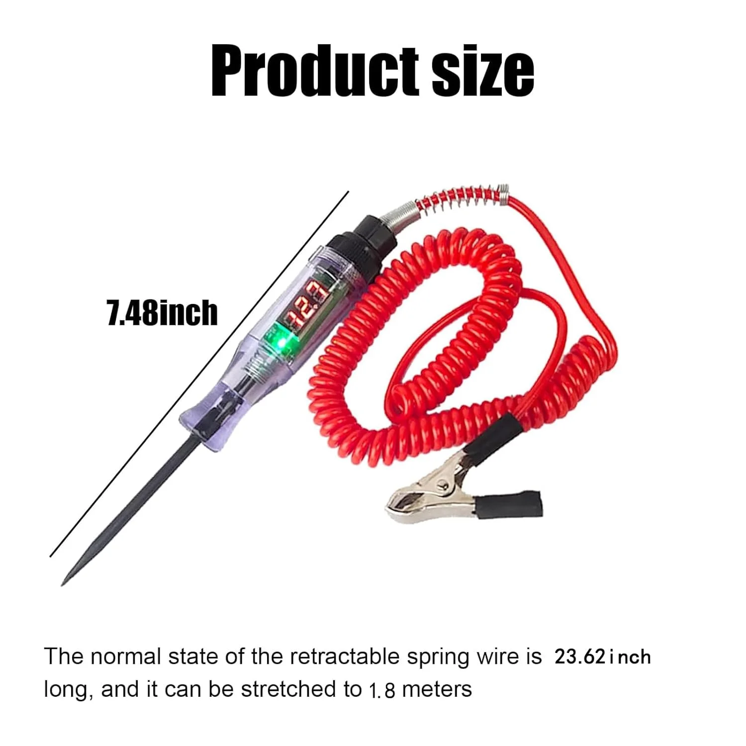 قلم دیجیتال الکتریکی خودرو Sodcay، چراغ تست مدار خودرو DC 6V-12V-24V، چراغ تست با سیم فنری 5.9 فوتی، پروب تست ولتاژ پایین مدارهای خودرو (قرمز) قلم دیجیتال الکتریکی خودرو Sodcay، چراغ تست مدار خودرو DC 6V-12V-24V، چراغ تست با سیم فنری 5.9 فوتی، پروب تست ولتاژ پایین مدارهای خودرو (قرمز)