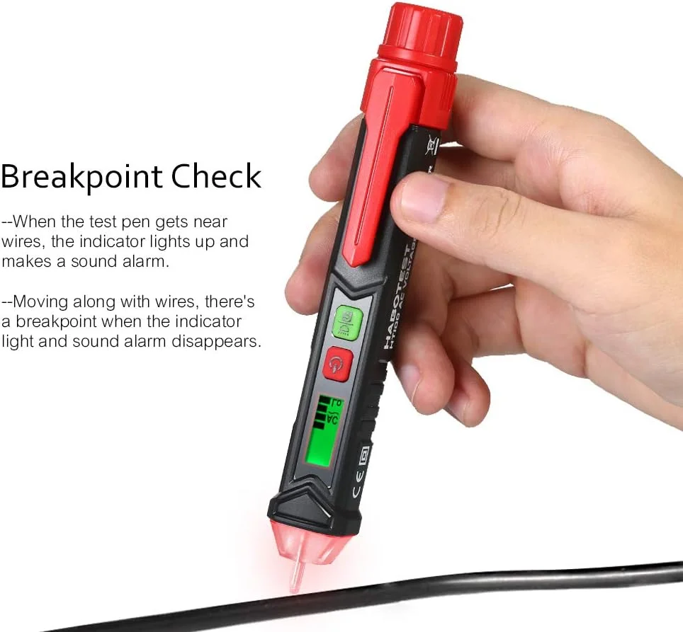 قلم تست ولتاژ غیر تماسی AC قابل حمل هابوتست با آلارم صوتی و نوری