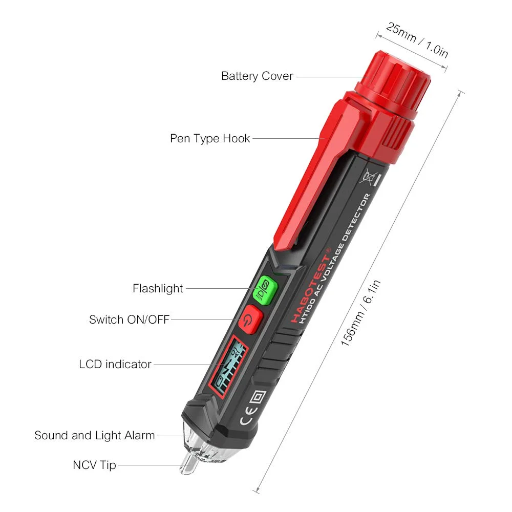 قلم تست ولتاژ AC غیر تماسی قابل حمل موریلیان، آشکارساز هشدار صوتی و نوری قلم تست ولتاژ AC غیر تماسی قابل حمل موریلیان، آشکارساز هشدار صوتی و نوری