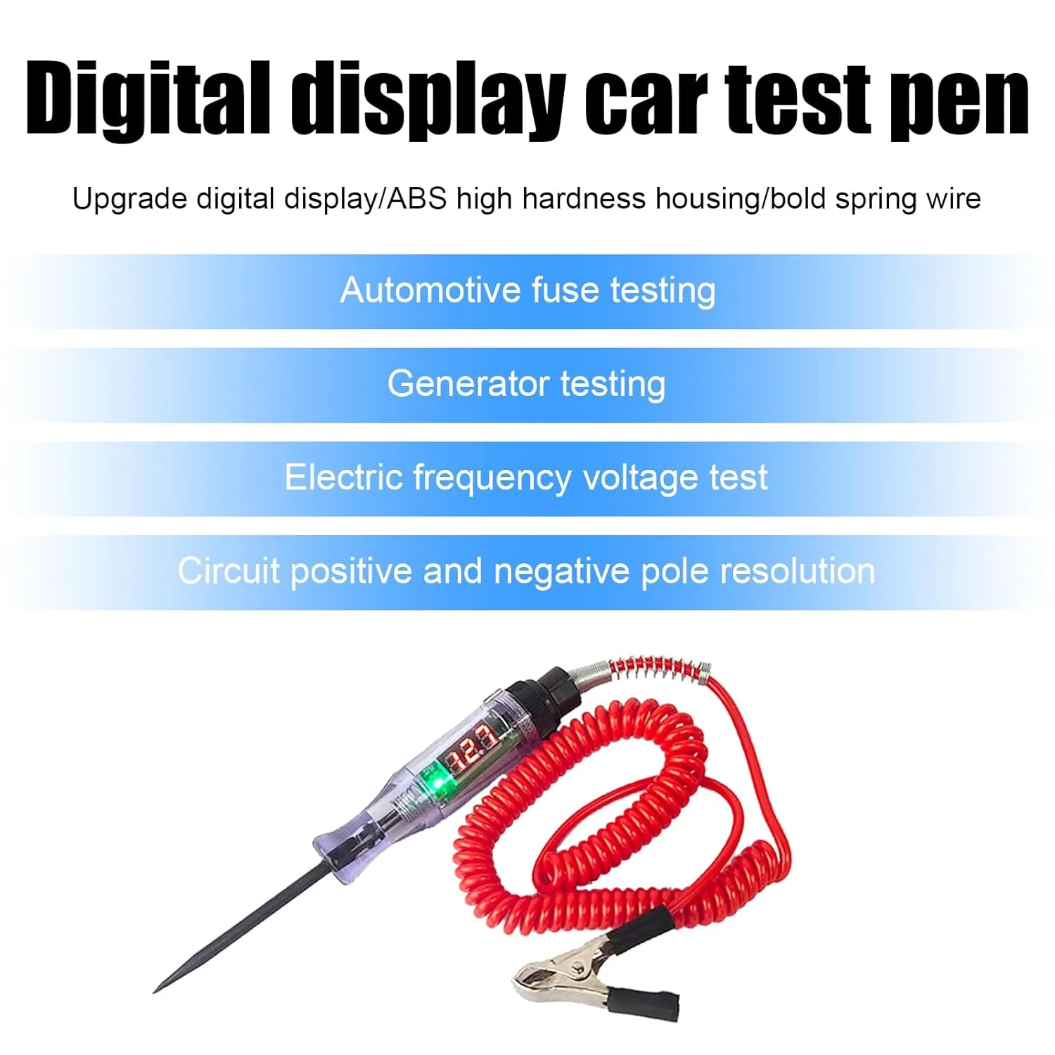 قلم دیجیتال الکتریکی خودرو Sodcay، چراغ تست مدار خودرو DC 6V-12V-24V، چراغ تست با سیم فنری 5.9 فوتی، پروب تست ولتاژ پایین مدارهای خودرو (قرمز) قلم دیجیتال الکتریکی خودرو Sodcay، چراغ تست مدار خودرو DC 6V-12V-24V، چراغ تست با سیم فنری 5.9 فوتی، پروب تست ولتاژ پایین مدارهای خودرو (قرمز)