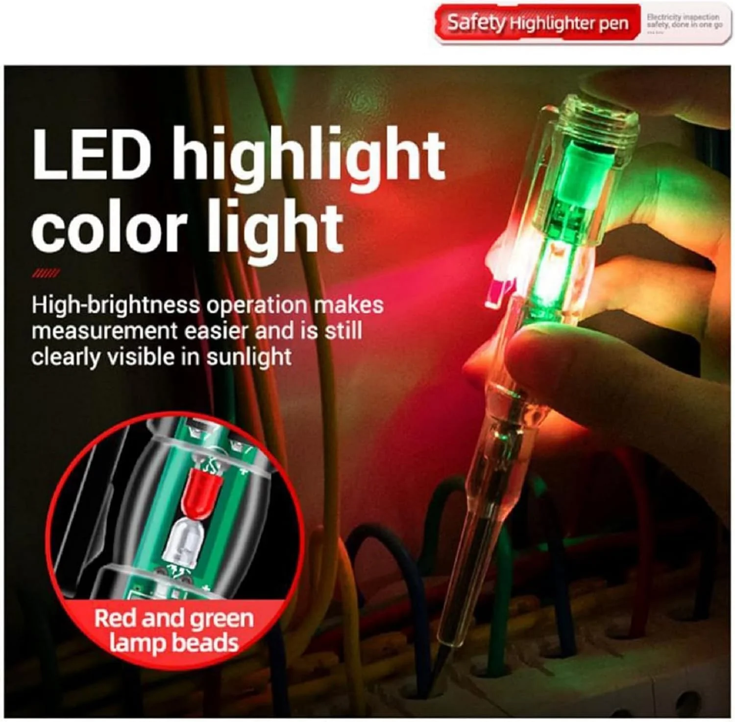 قلم تست ولتاژ الکتریکی با نشانگر نور رنگی LED، آشکارساز مدار ولتاژ AC غیر تماسی شفاف و ضد آب، پیچ گوشتی چند منظوره