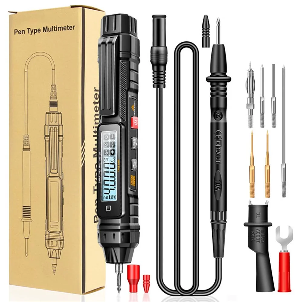 مولتی متر قلمی چند منظوره، تستر ولتاژ AC/DC همه کاره، آشکارساز خط صفر اهم هرتز، ابزار الکتریکی دیجیتال با صفحه نمایش LCD با نور پس زمینه، جمع و جور و قابل حمل