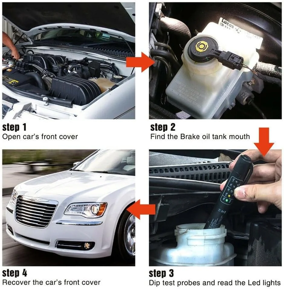 قلم تست مایع روغن ترمز، آنالایزر رطوبت روغن هیدرولیک با 5 نشانگر LED، ابزار تست تشخیصی ترمز اتوماتیک، لوازم جانبی خودرو (بدون باتری) قلم تست مایع روغن ترمز، آنالایزر رطوبت روغن هیدرولیک با 5 نشانگر LED، ابزار تست تشخیصی ترمز اتوماتیک، لوازم جانبی خودرو (بدون باتری)