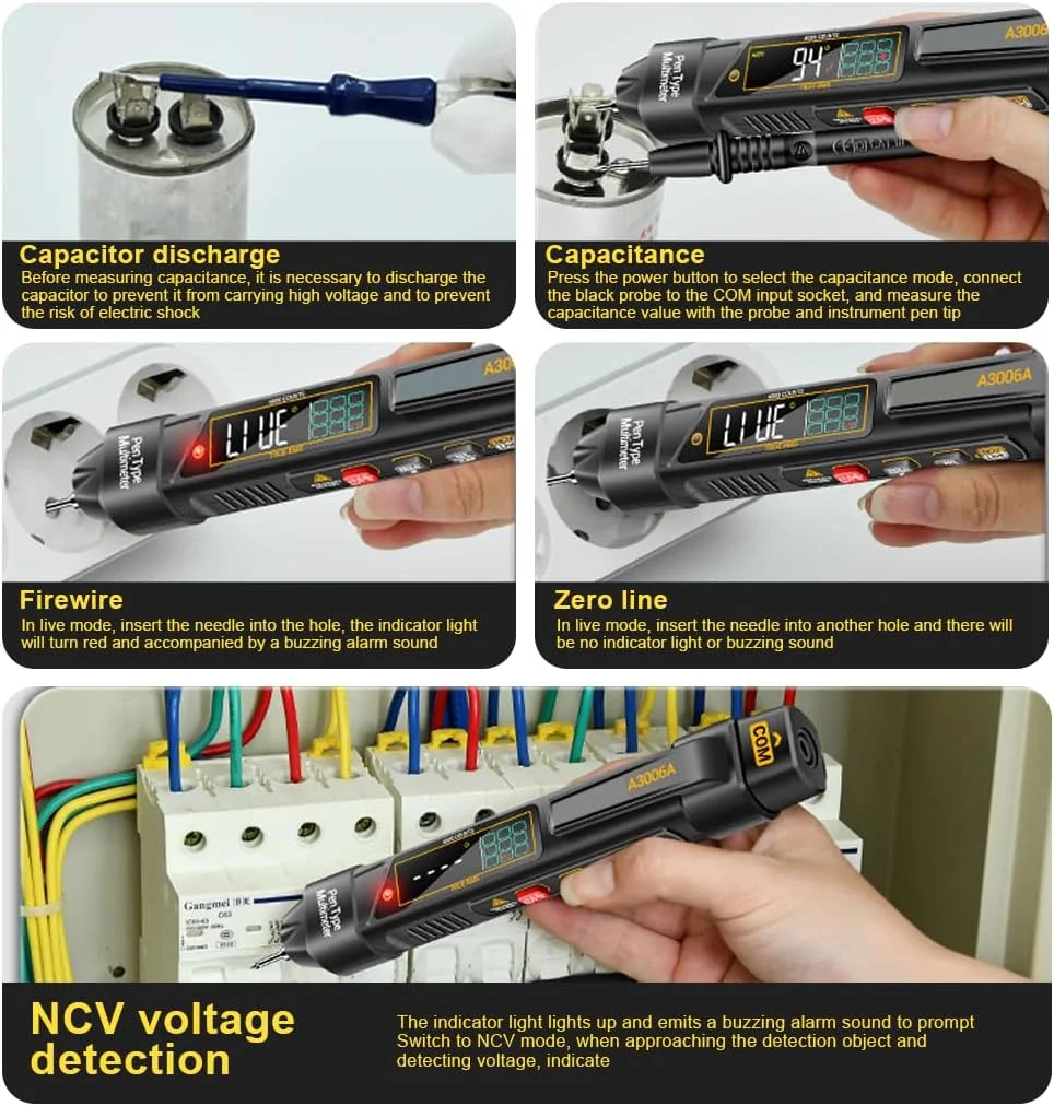مولتی متر دیجیتال قلمی 2 در 1 ELEPHANTBOAT® تستر ولتاژ NCV غیر تماسی، ولت متر 600 ولت، با صفحه نمایش LCD با نور پس زمینه، اندازه گیری ولتاژ AC DC مقاومت دیود پیوستگی برای ابزار برق مولتی متر دیجیتال قلمی 2 در 1 ELEPHANTBOAT® تستر ولتاژ NCV غیر تماسی، ولت متر 600 ولت، با صفحه نمایش LCD با نور پس زمینه، اندازه گیری ولتاژ AC DC مقاومت دیود پیوستگی برای ابزار برق