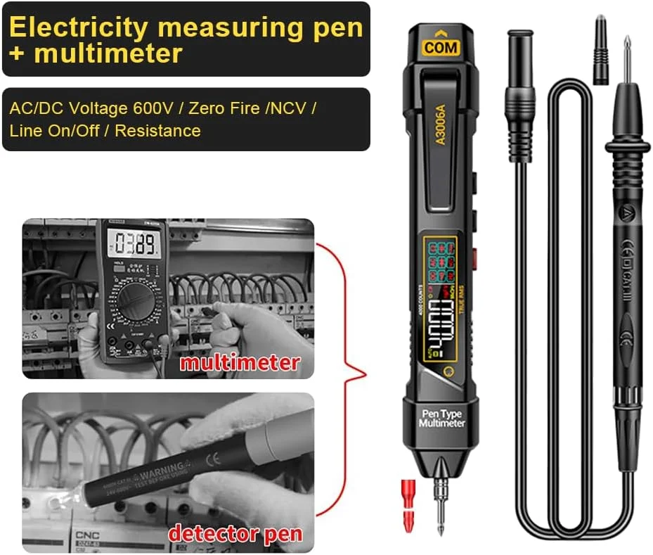 مولتی متر دیجیتال قلمی 2 در 1 ELEPHANTBOAT® تستر ولتاژ NCV غیر تماسی، ولت متر 600 ولت، با صفحه نمایش LCD با نور پس زمینه، اندازه گیری ولتاژ AC DC مقاومت دیود پیوستگی برای ابزار برق مولتی متر دیجیتال قلمی 2 در 1 ELEPHANTBOAT® تستر ولتاژ NCV غیر تماسی، ولت متر 600 ولت، با صفحه نمایش LCD با نور پس زمینه، اندازه گیری ولتاژ AC DC مقاومت دیود پیوستگی برای ابزار برق