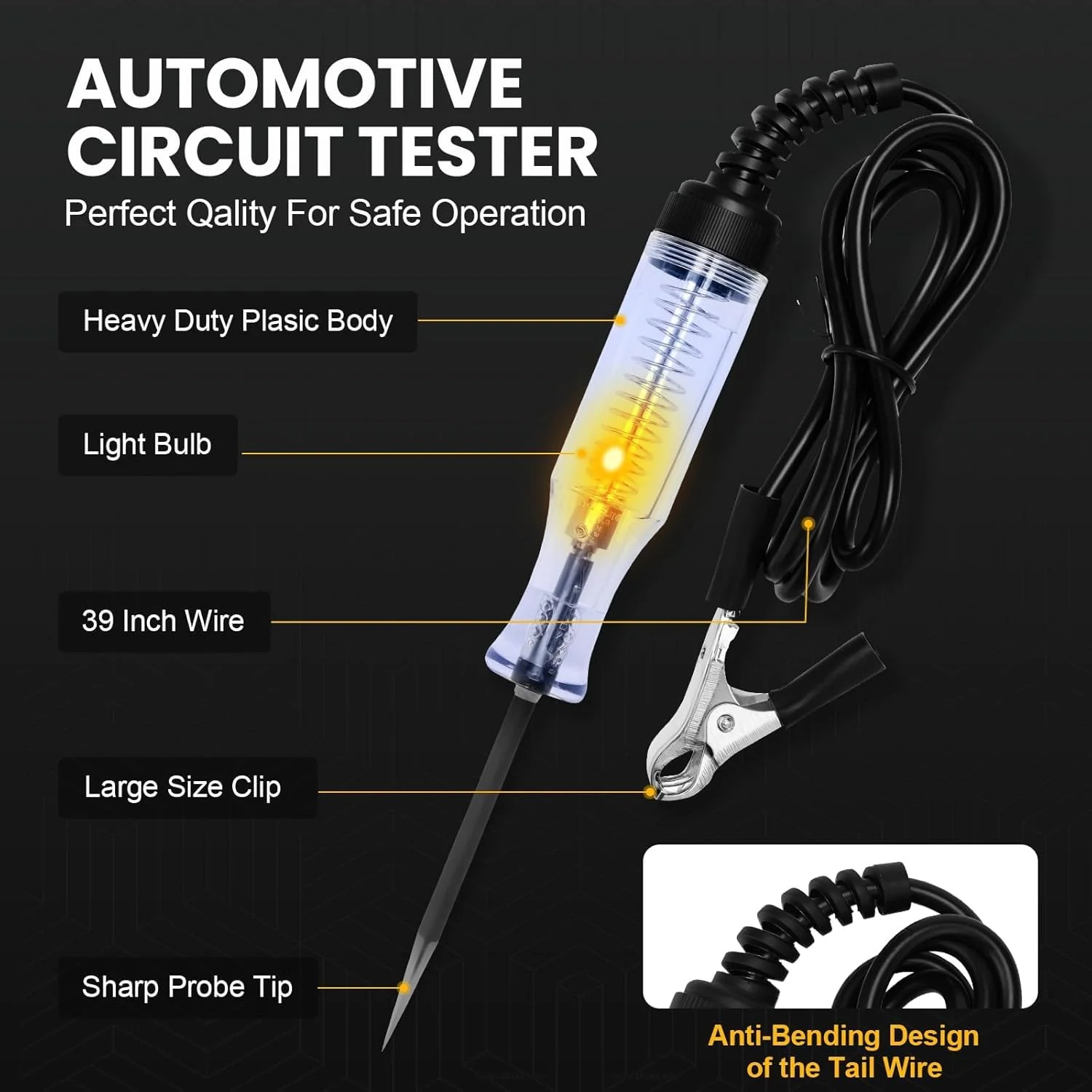 چراغ تست خودرو، تستر مدار الکتریکی خودرو 6V-12V-24V با تداوم ولتاژ، تستر فیوز الکتریکی برای سدان، SUV، RV و کامیون چراغ تست خودرو، تستر مدار الکتریکی خودرو 6V-12V-24V با تداوم ولتاژ، تستر فیوز الکتریکی برای سدان، SUV، RV و کامیون