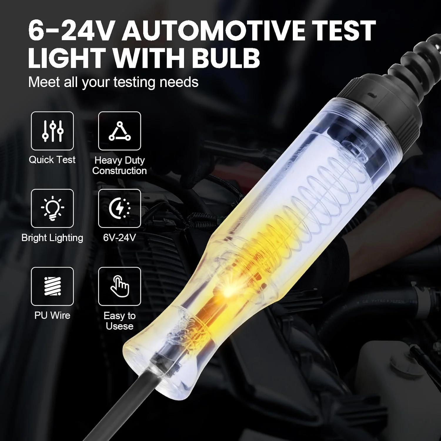 چراغ تست خودرو، تستر مدار الکتریکی خودرو 6V-12V-24V با تداوم ولتاژ، تستر فیوز الکتریکی برای سدان، SUV، RV و کامیون چراغ تست خودرو، تستر مدار الکتریکی خودرو 6V-12V-24V با تداوم ولتاژ، تستر فیوز الکتریکی برای سدان، SUV، RV و کامیون