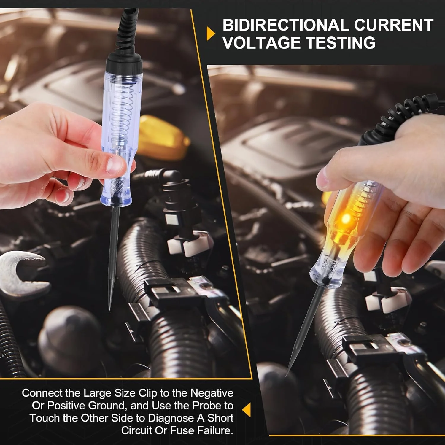 چراغ تست خودرو، تستر مدار الکتریکی خودرو 6V-12V-24V با تداوم ولتاژ، تستر فیوز الکتریکی برای سدان، SUV، RV و کامیون چراغ تست خودرو، تستر مدار الکتریکی خودرو 6V-12V-24V با تداوم ولتاژ، تستر فیوز الکتریکی برای سدان، SUV، RV و کامیون