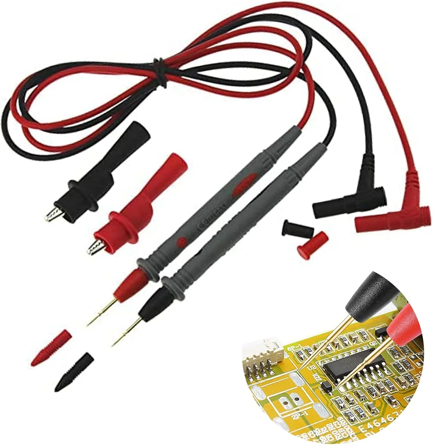 کیت سیم تست مولتی متر 10A 1000V به همراه گیره سوسماری و پراب، مناسب برای تست قطعات الکتریکی کیت سیم تست مولتی متر 10A 1000V به همراه گیره سوسماری و پراب، مناسب برای تست قطعات الکتریکی