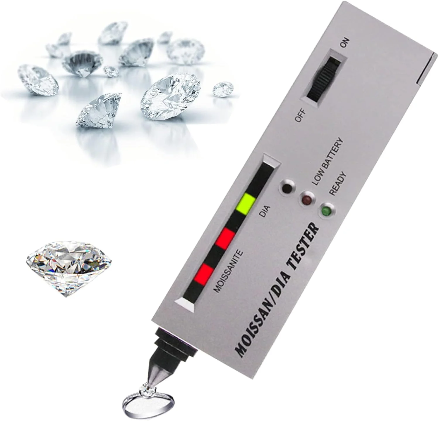 قلم تست الماس Excefore، تستر الماس جواهری با دقت بالا، ابزار تست جواهر با صفحه نمایش LCD و نشانگر LED برای جواهرسازان حرفه ای و مبتدی