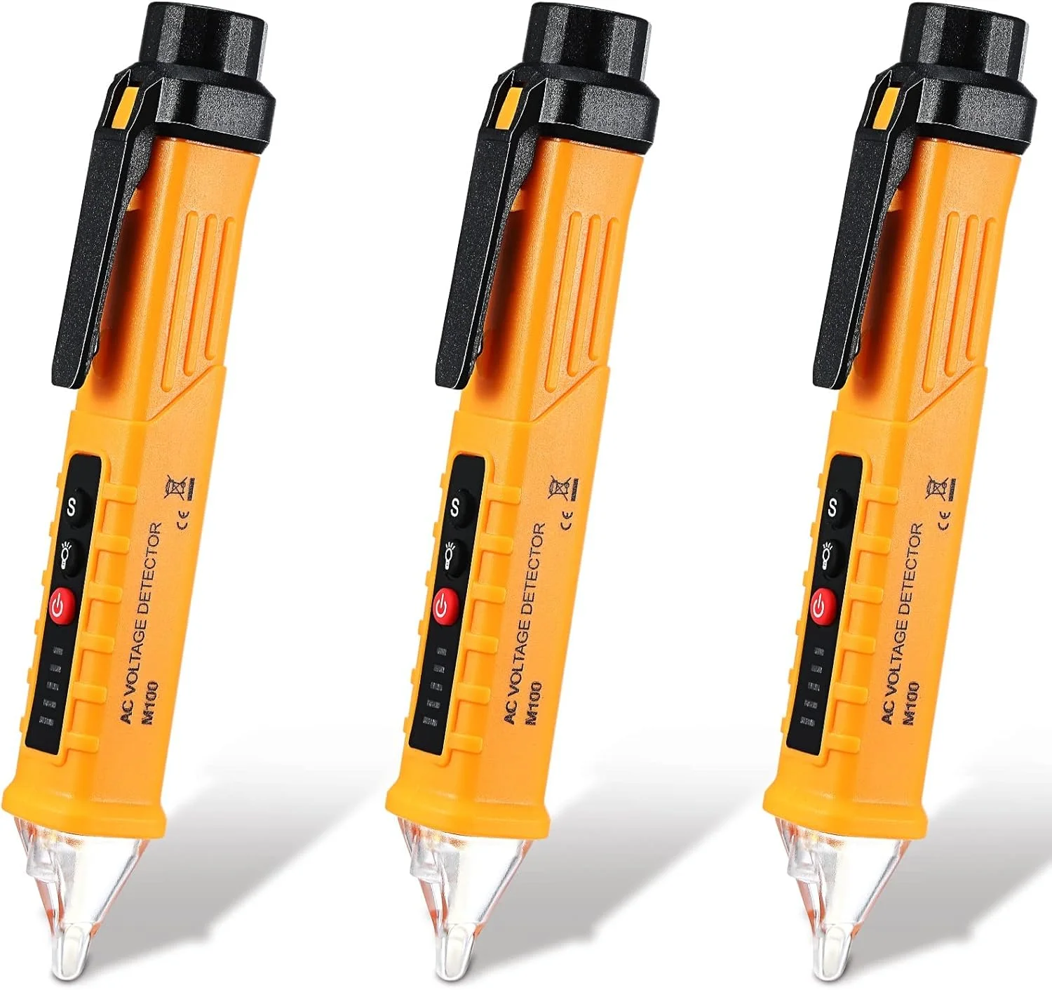 تستر ولتاژ غیر تماسی MAKINGTEC، 3 عدد، AC 12-1000V، آشکارساز ولتاژ، آلارم زنگ دار، تست برق، چراغ قوه LED، تستر سیم، ابزار برقی، قلم تستر با باتری