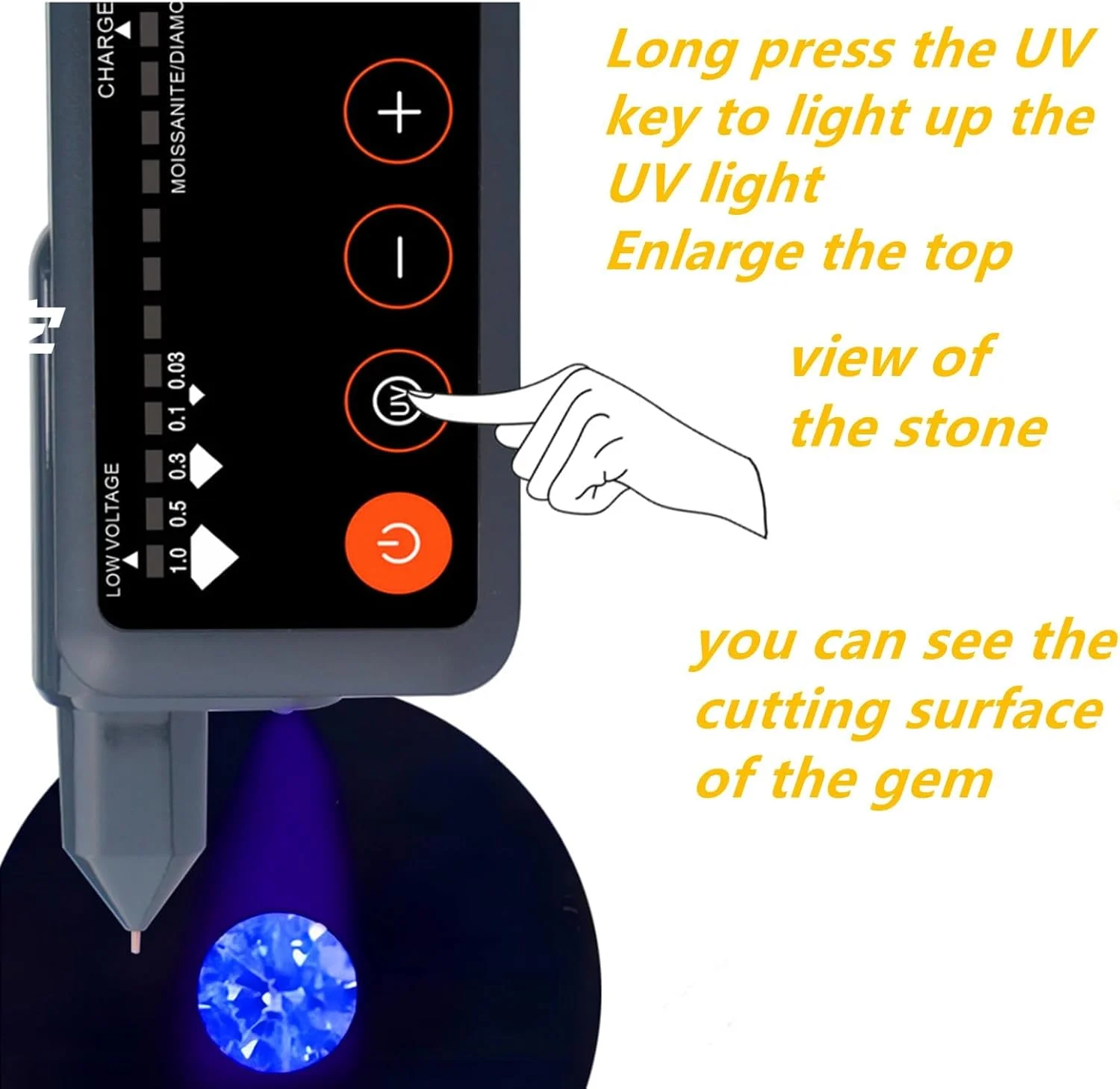 قلم تست الماس MAKINGTEC با نور UV - تستر الکترونیکی سنگ های قیمتی با دقت بالا، انتخابگر الماس جواهرات برای استفاده مبتدی و متخصص