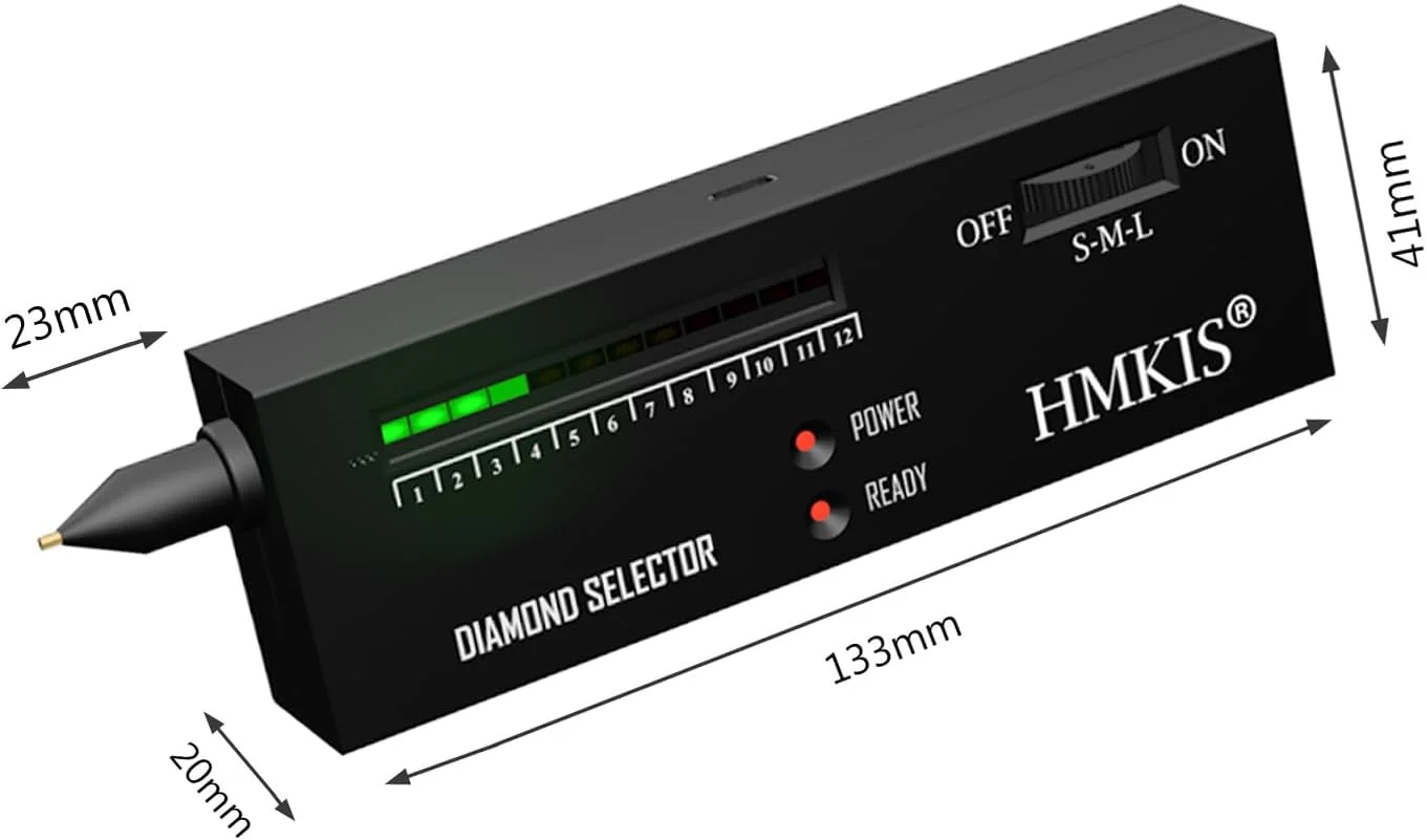 قلم تست الماس، تستر الماس جواهرات با دقت بالا + ذره بین مینی LED 60X، انتخابگر حرفه ای الماس برای مبتدی و متخصص، متر رسانایی حرارتی