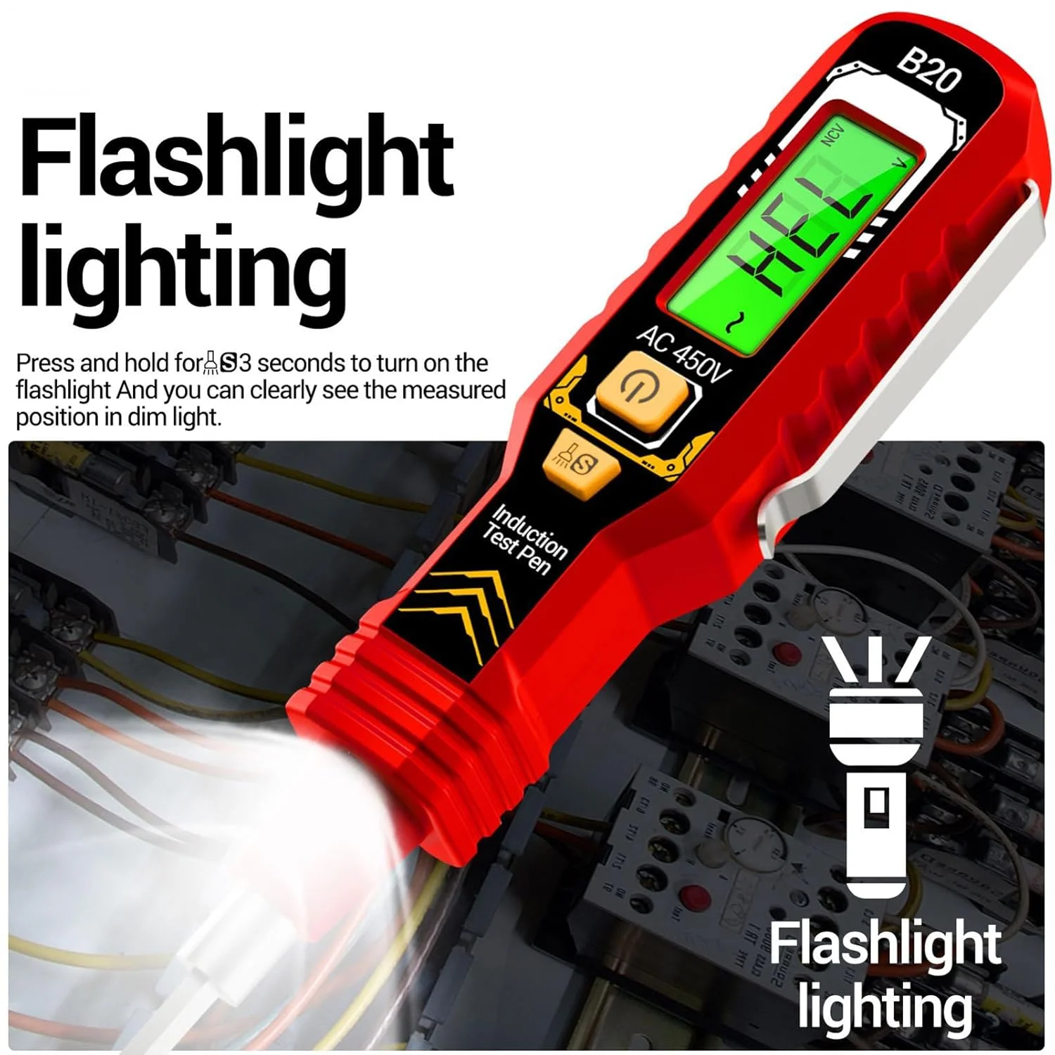 قلم تشخیص ولتاژ - قلم تست برق دو سر | یابنده مدار شکن با دقت بالا با نور LED، ابزار برقی قابل حمل و بادوام برای مهندسی برق قلم تشخیص ولتاژ - قلم تست برق دو سر | یابنده مدار شکن با دقت بالا با نور LED، ابزار برقی قابل حمل و بادوام برای مهندسی برق