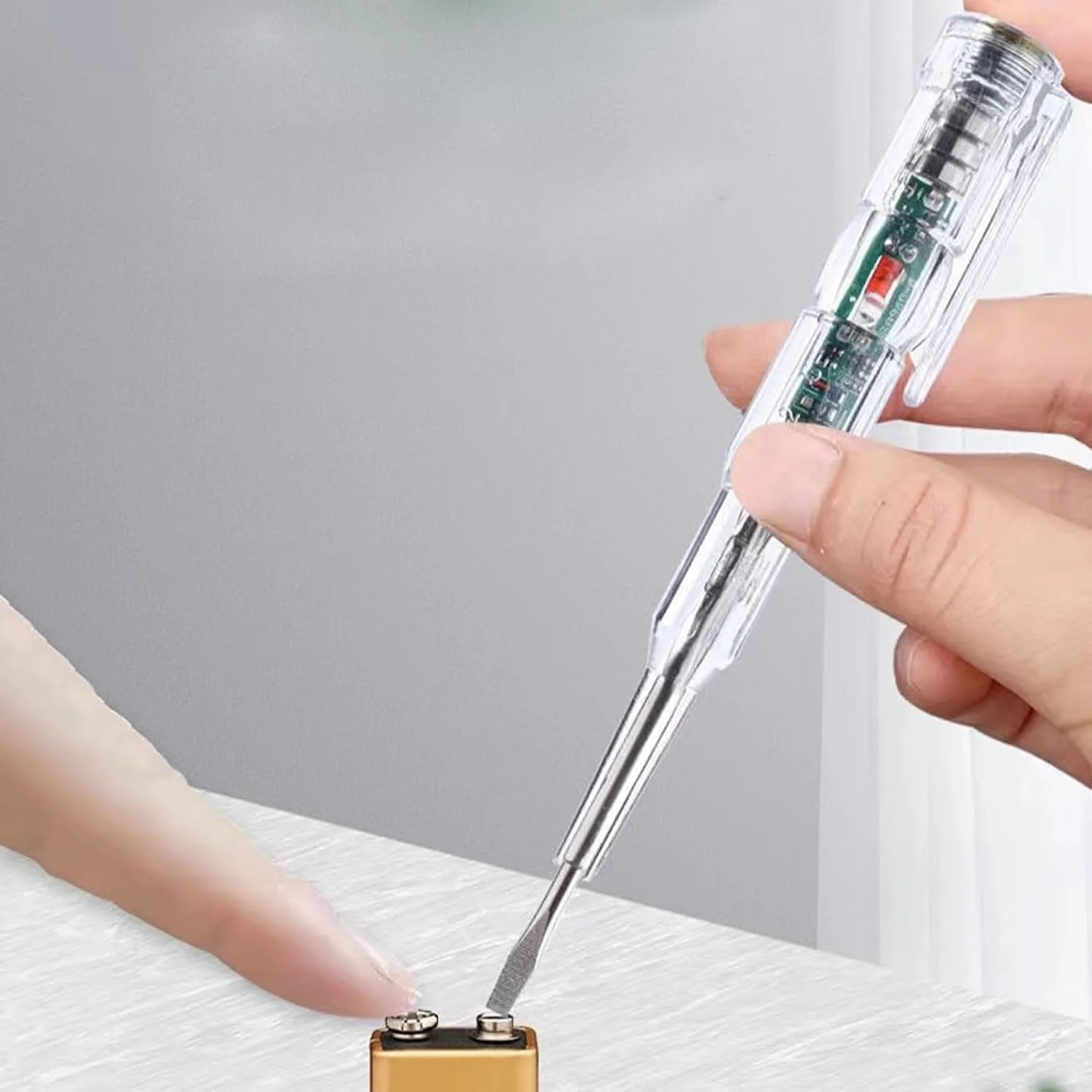 قلم تست ولتاژ، ابزار عیب یابی قلم ولتاژ الکتریکی، ابزار جیبی با دسته ضد لغزش برای یافتن نقطه شکست سیم، مناسب برای تکنسین، صاحب خانه و مکانیک قلم تست ولتاژ، ابزار عیب یابی قلم ولتاژ الکتریکی، ابزار جیبی با دسته ضد لغزش برای یافتن نقطه شکست سیم، مناسب برای تکنسین، صاحب خانه و مکانیک