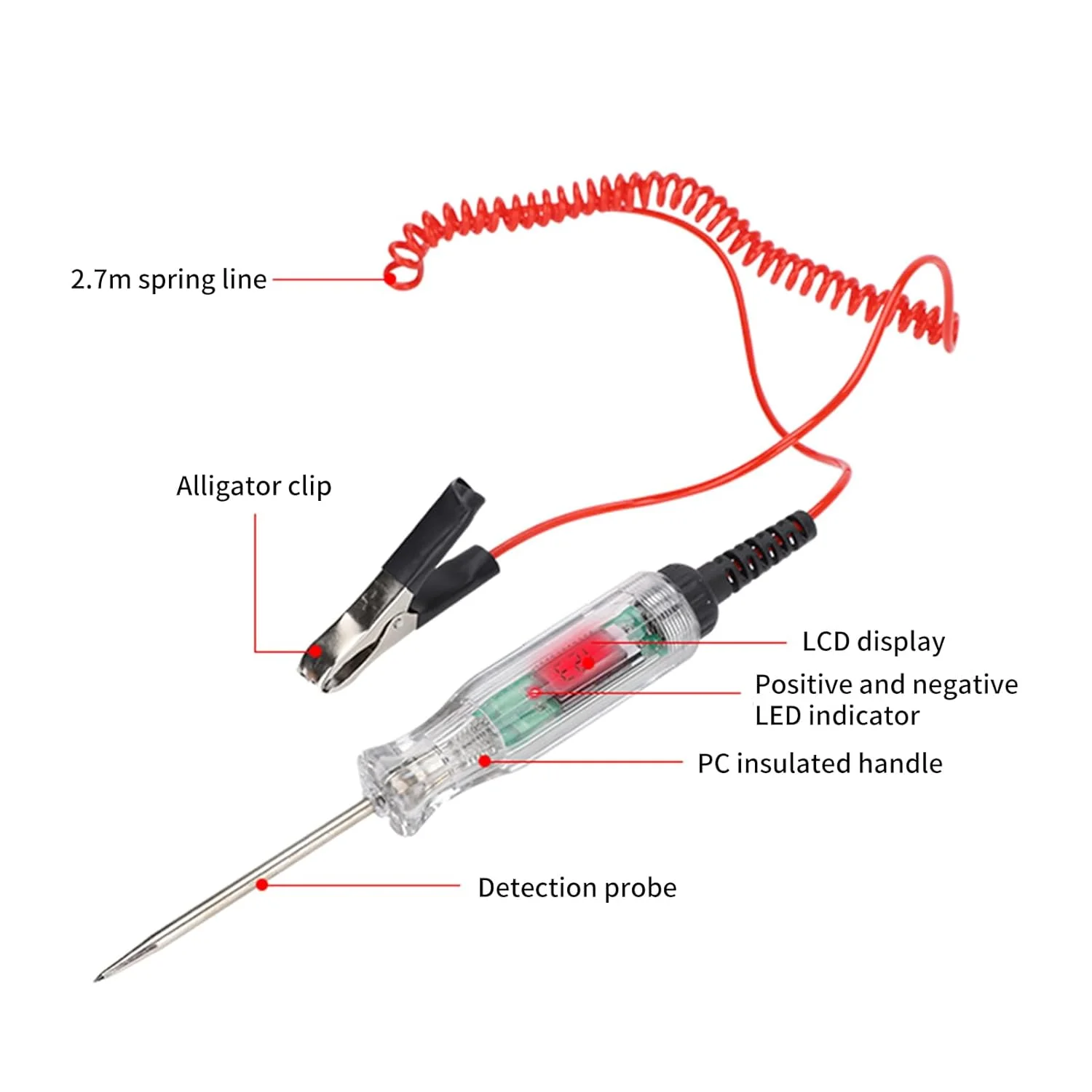 قلم تست برق خودرو با نمایشگر LCD و نشانگر نور برای تشخیص عیوب خودرو