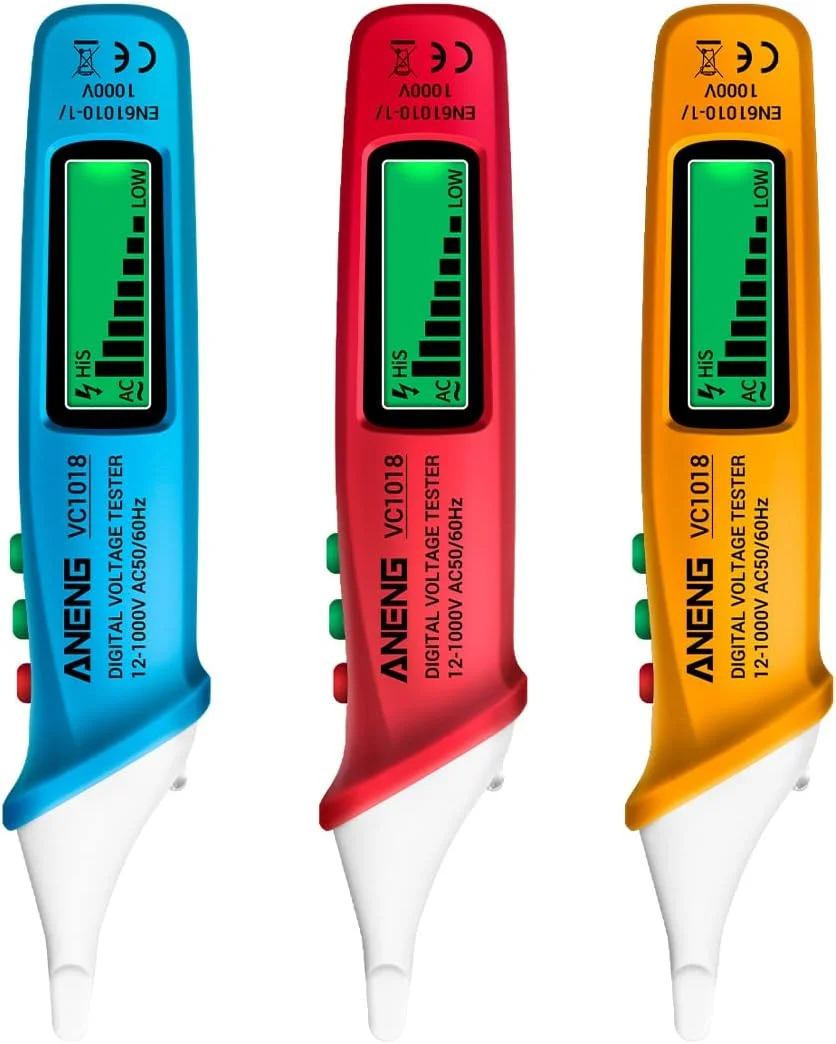 قلم تست ولتاژ غیر تماسی دیجیتال LCD مدل VC1018، 12V-1000V، قلم تست چند منظوره، آشکارساز ولتاژ AC، تست پیوستگی الکتریکی باتری، مداد تست با آلارم صوتی و نوری قلم تست ولتاژ غیر تماسی دیجیتال LCD مدل VC1018، 12V-1000V، قلم تست چند منظوره، آشکارساز ولتاژ AC، تست پیوستگی الکتریکی باتری، مداد تست با آلارم صوتی و نوری