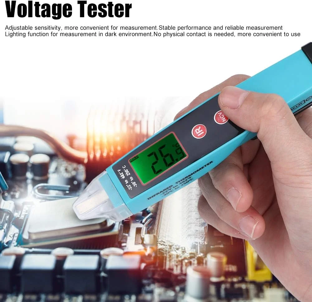 تستر ولتاژ JEOZBM، قلم تست الکتریکی غیر تماسی، قلم AC 12-1000 ولت، تستر دمای الکتریکی با صفحه نمایش LCD، چراغ قوه تستر ولتاژ JEOZBM، قلم تست الکتریکی غیر تماسی، قلم AC 12-1000 ولت، تستر دمای الکتریکی با صفحه نمایش LCD، چراغ قوه
